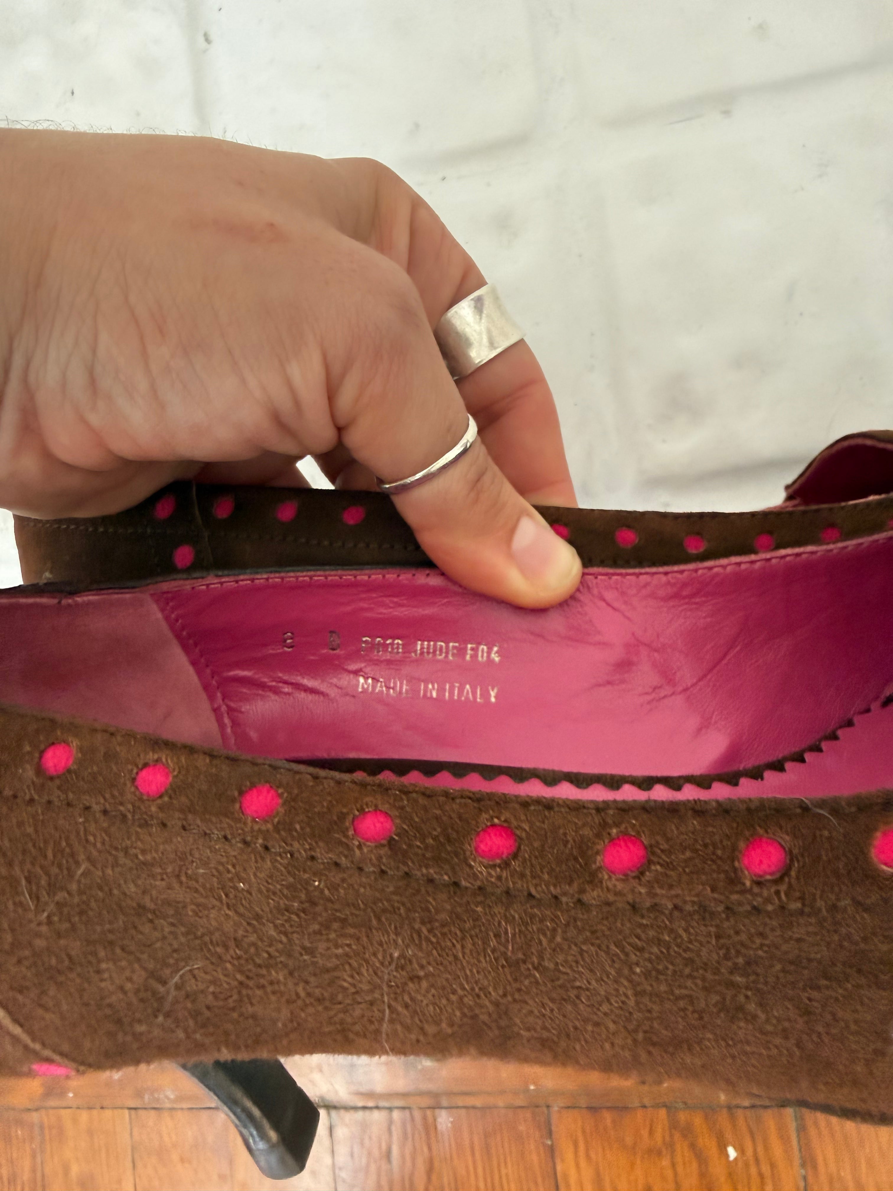 y2k coach polka dot suede kitten heels (size 8)