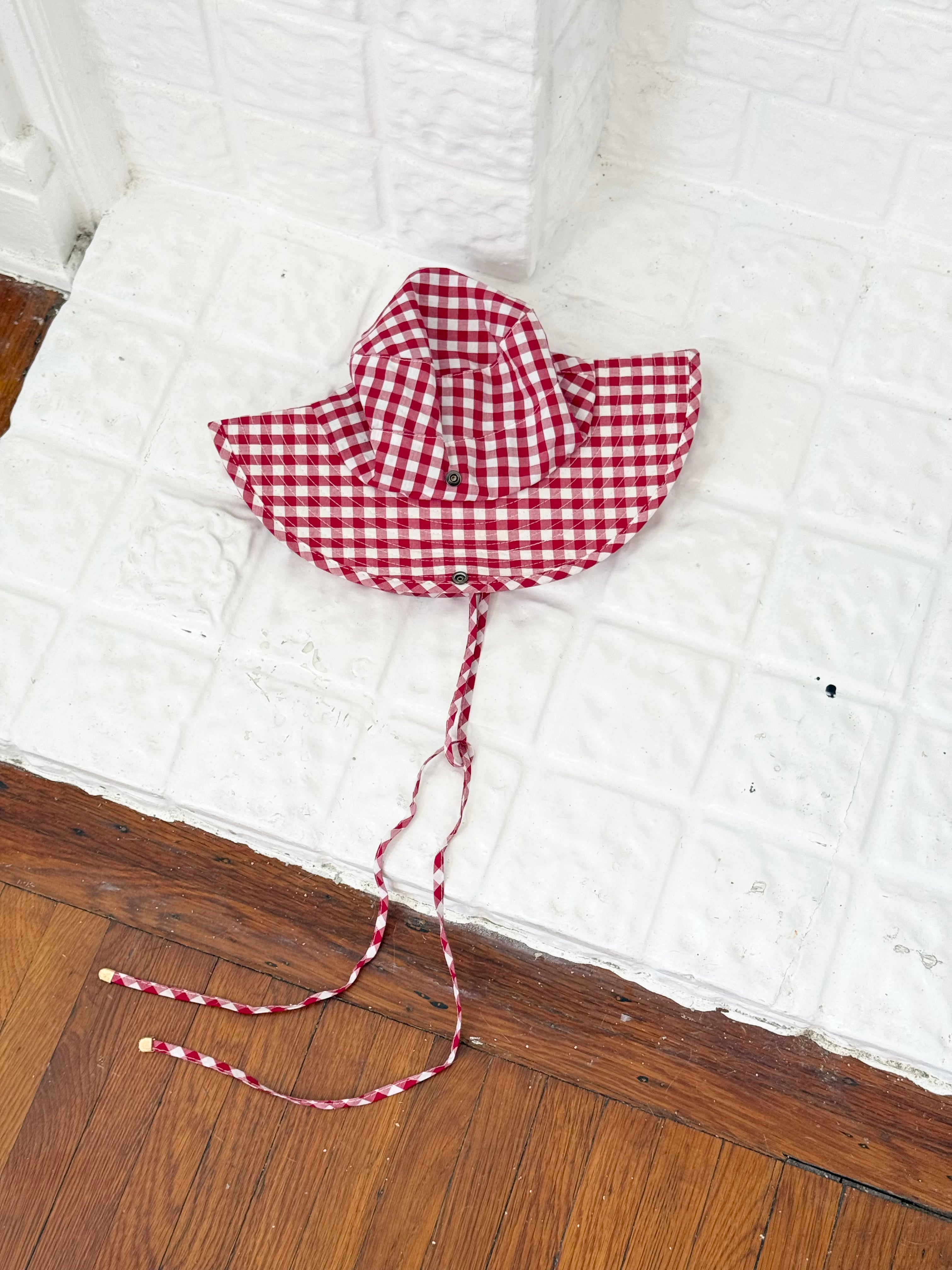 red gingham bucket hat