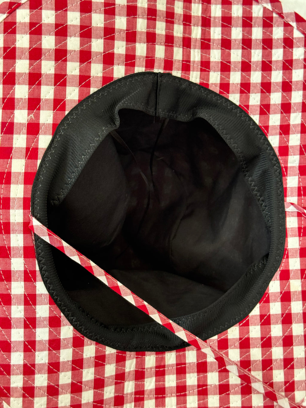 red gingham bucket hat
