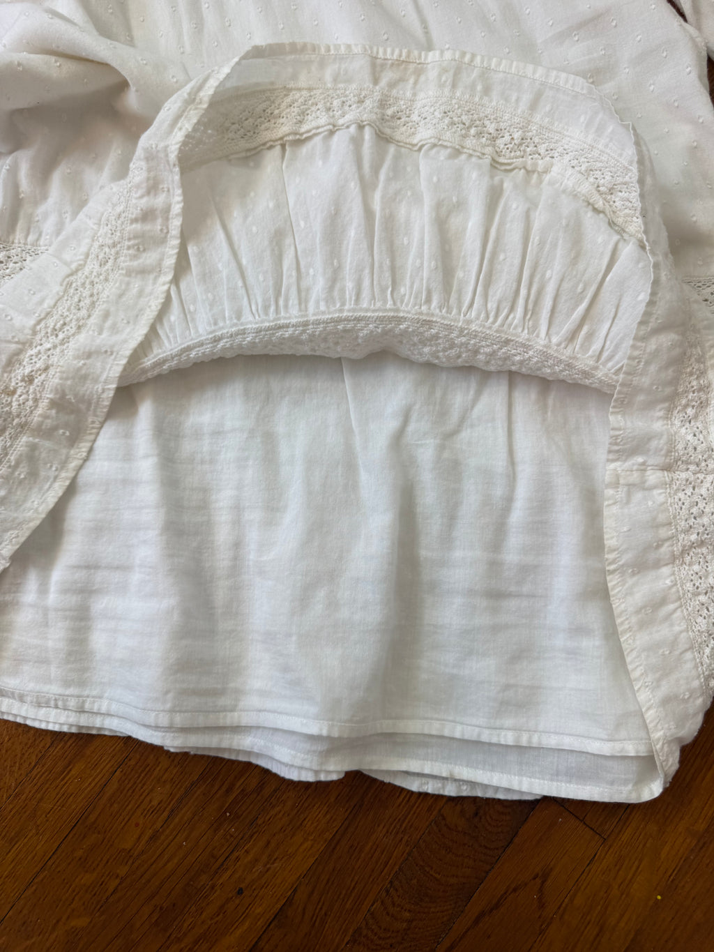 white boho lace cotton mini peasant dress- lucky brand