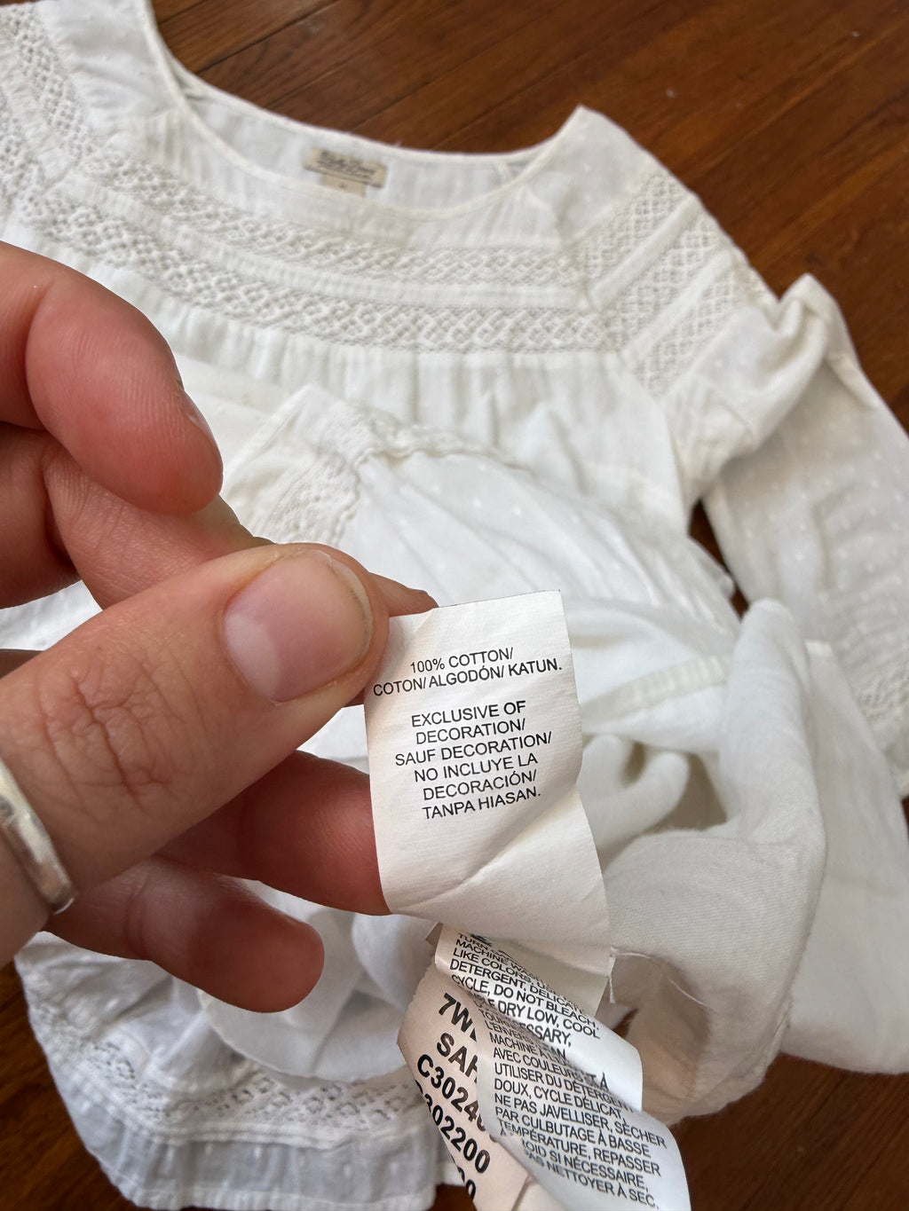 white boho lace cotton mini peasant dress- lucky brand