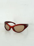 red wraparound oval sunglasses ✧