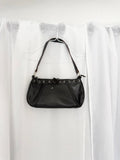 y2k black grommet shoulder bag ⋆
