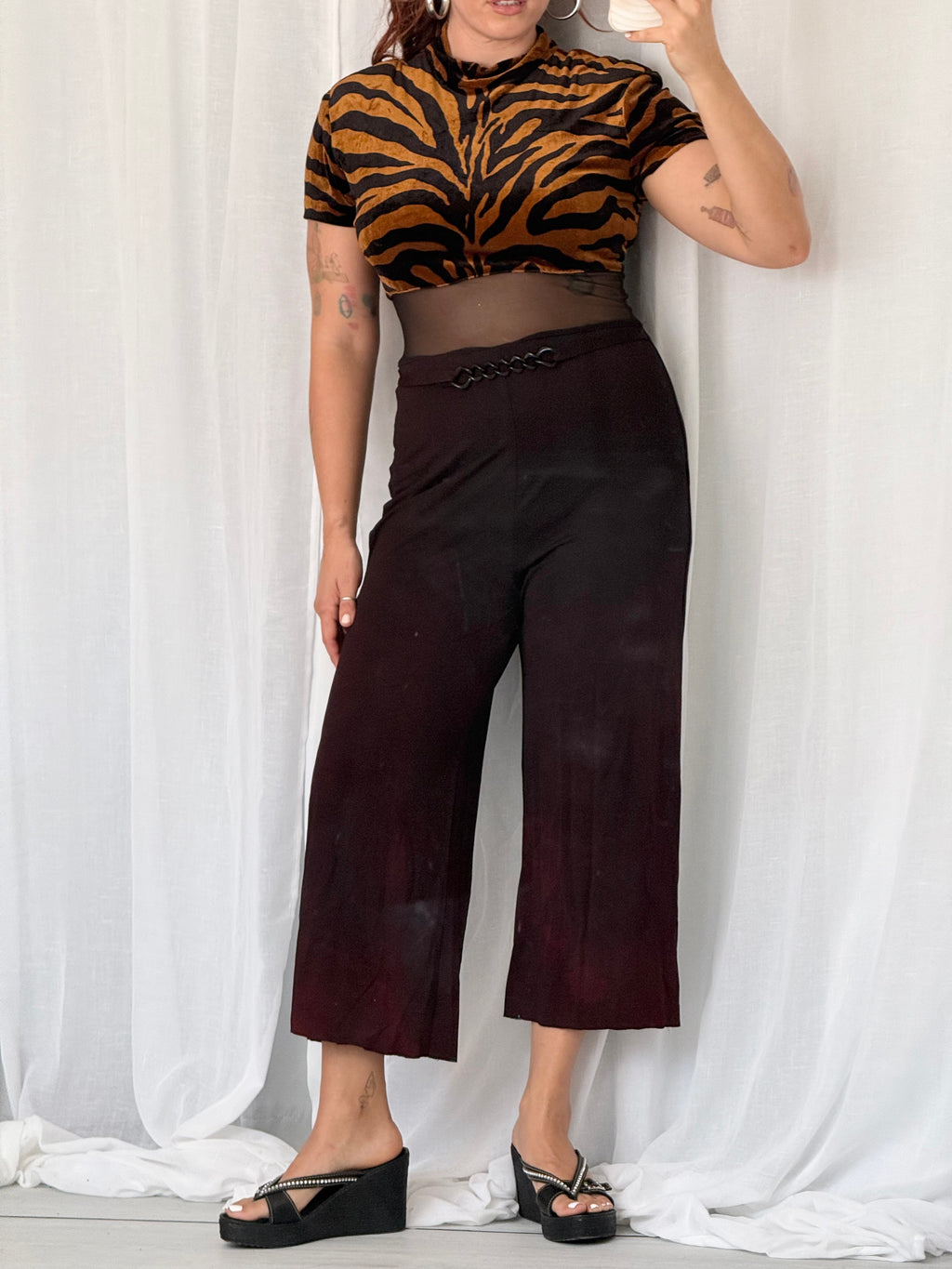 80s tiger velvet mesh jumpsuit ⋆