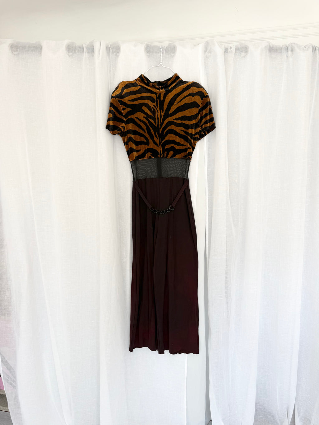 80s tiger velvet mesh jumpsuit ⋆