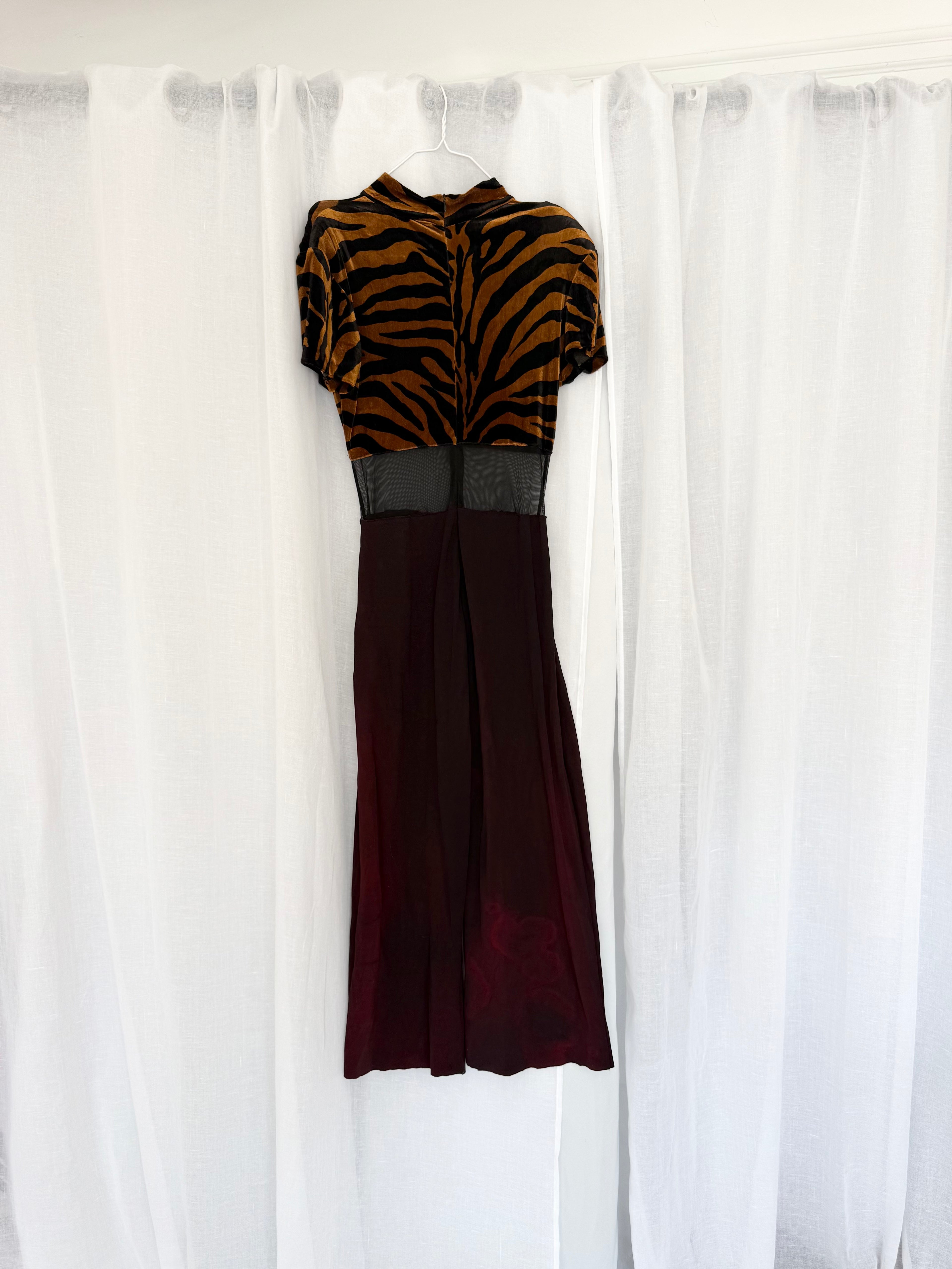 80s tiger velvet mesh jumpsuit ⋆
