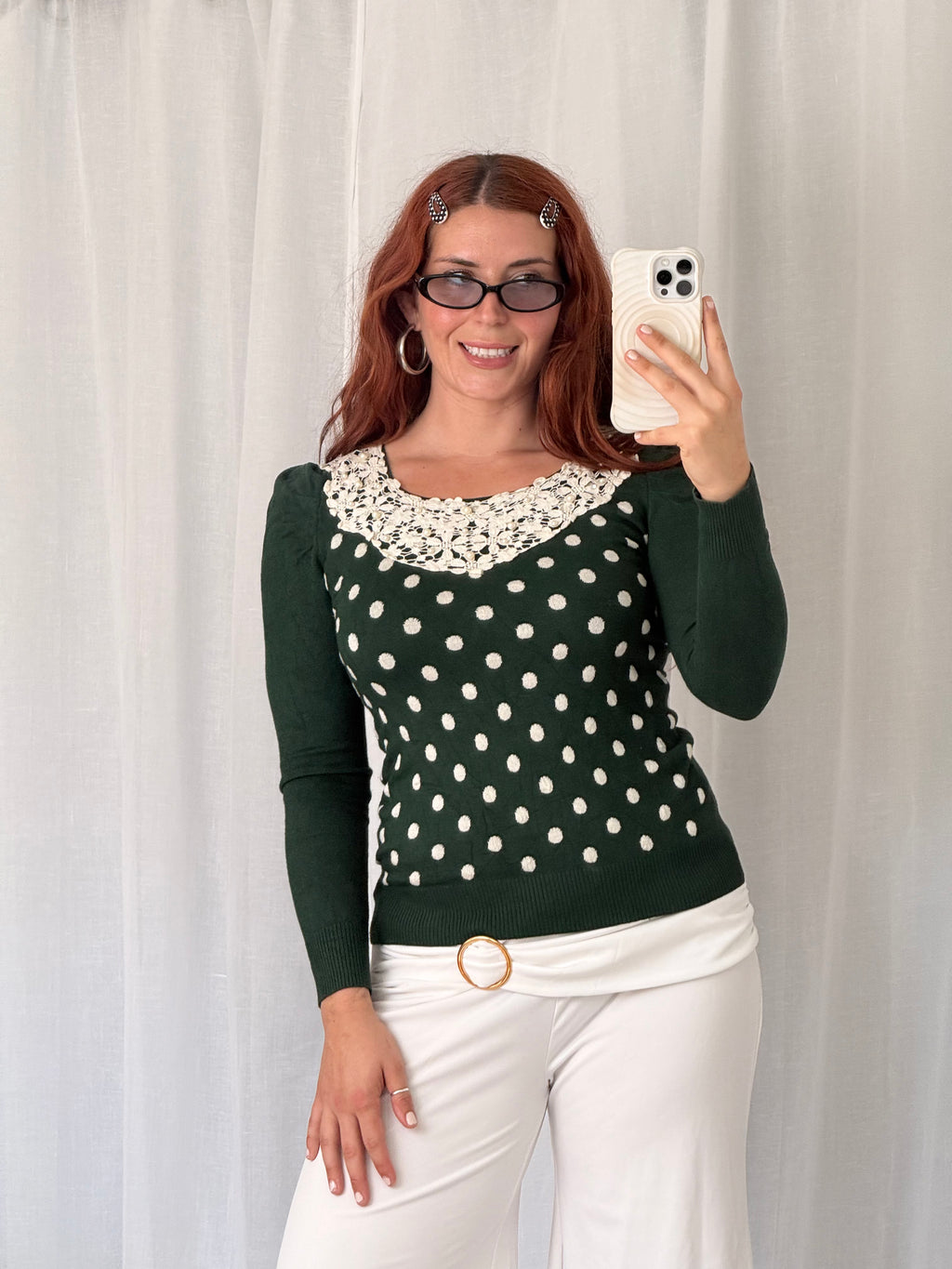 ✧ coquette polka dot lace sweater ✧