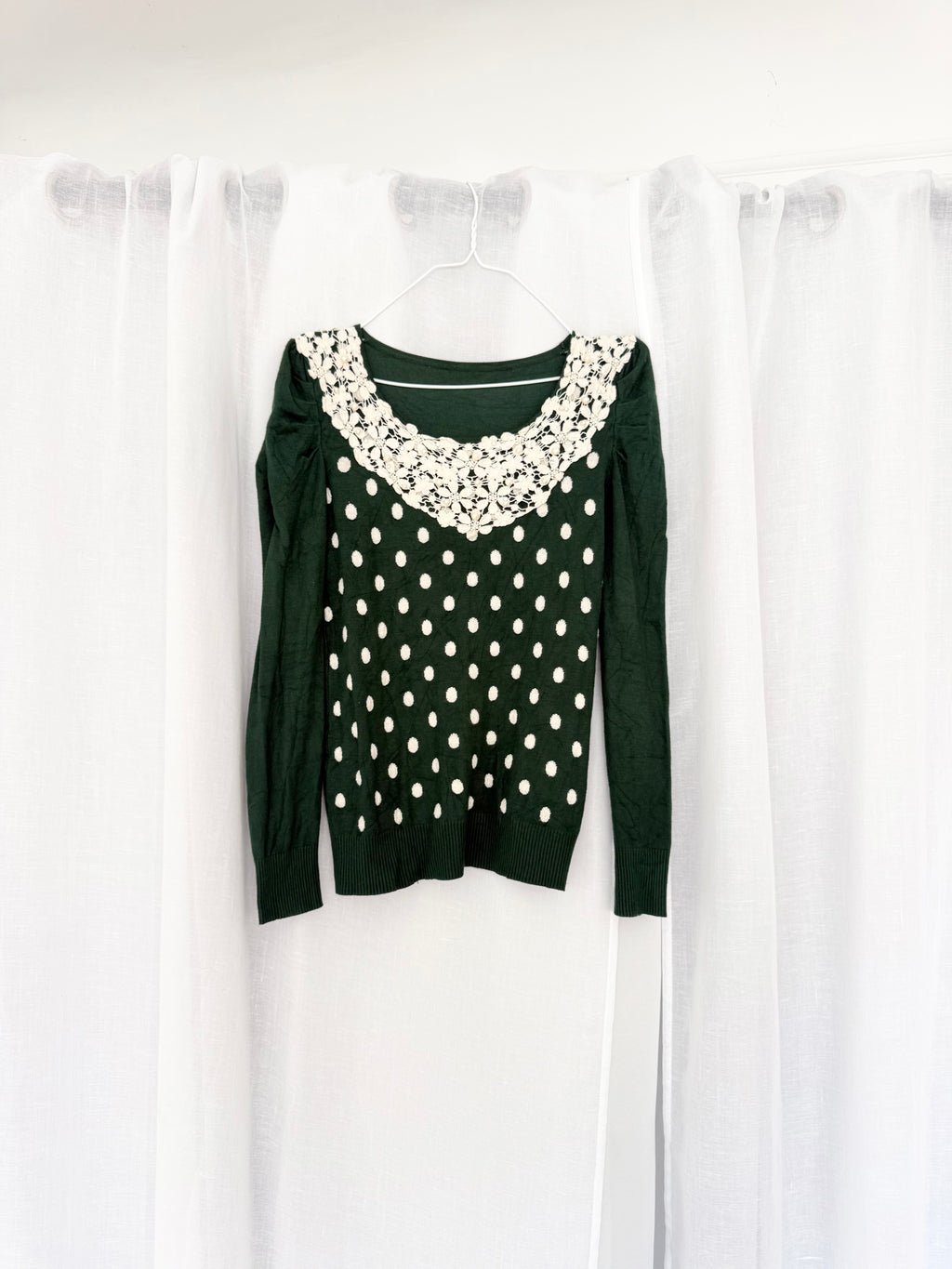 ✧ coquette polka dot lace sweater ✧