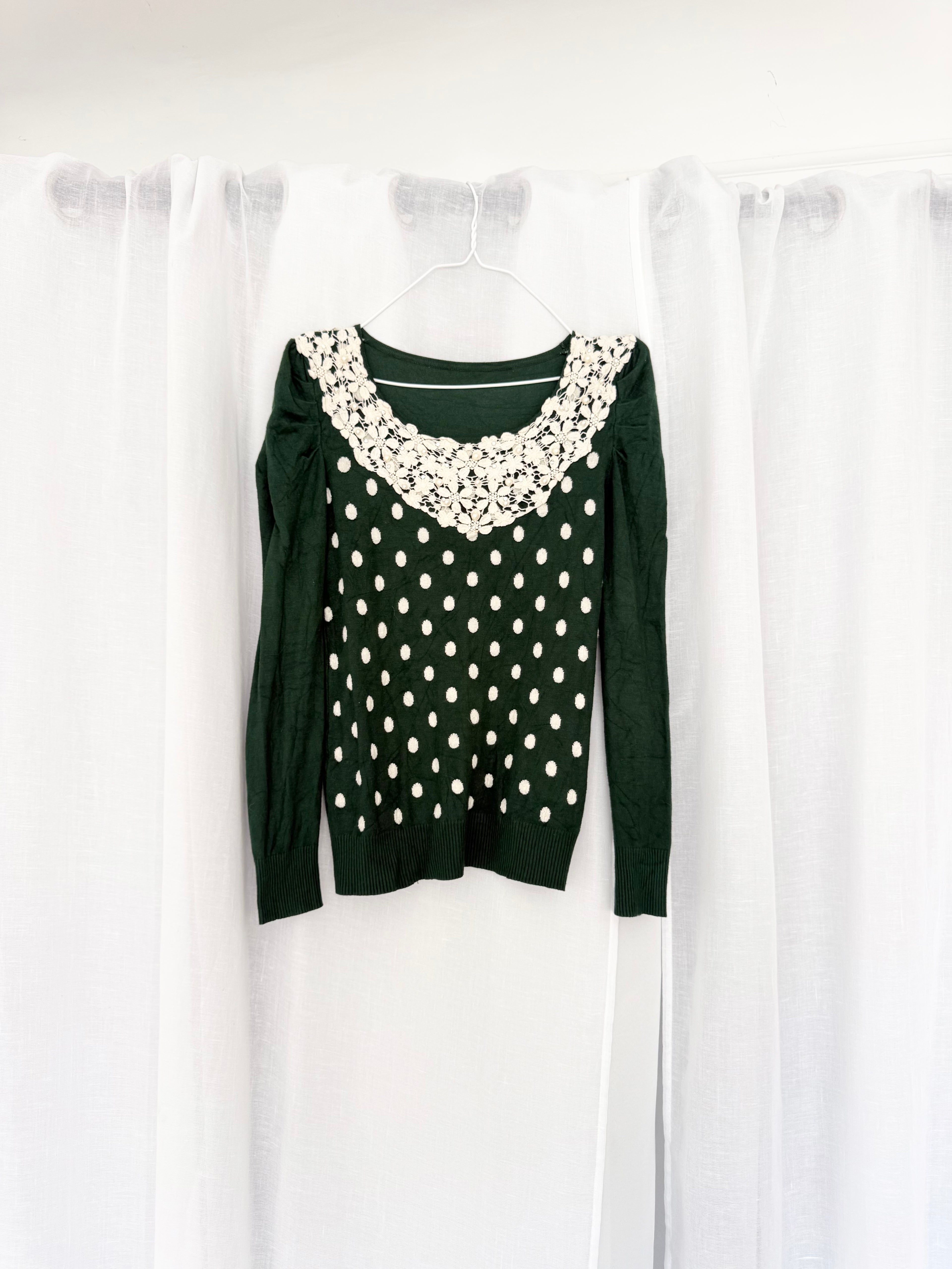 ✧ coquette polka dot lace sweater ✧