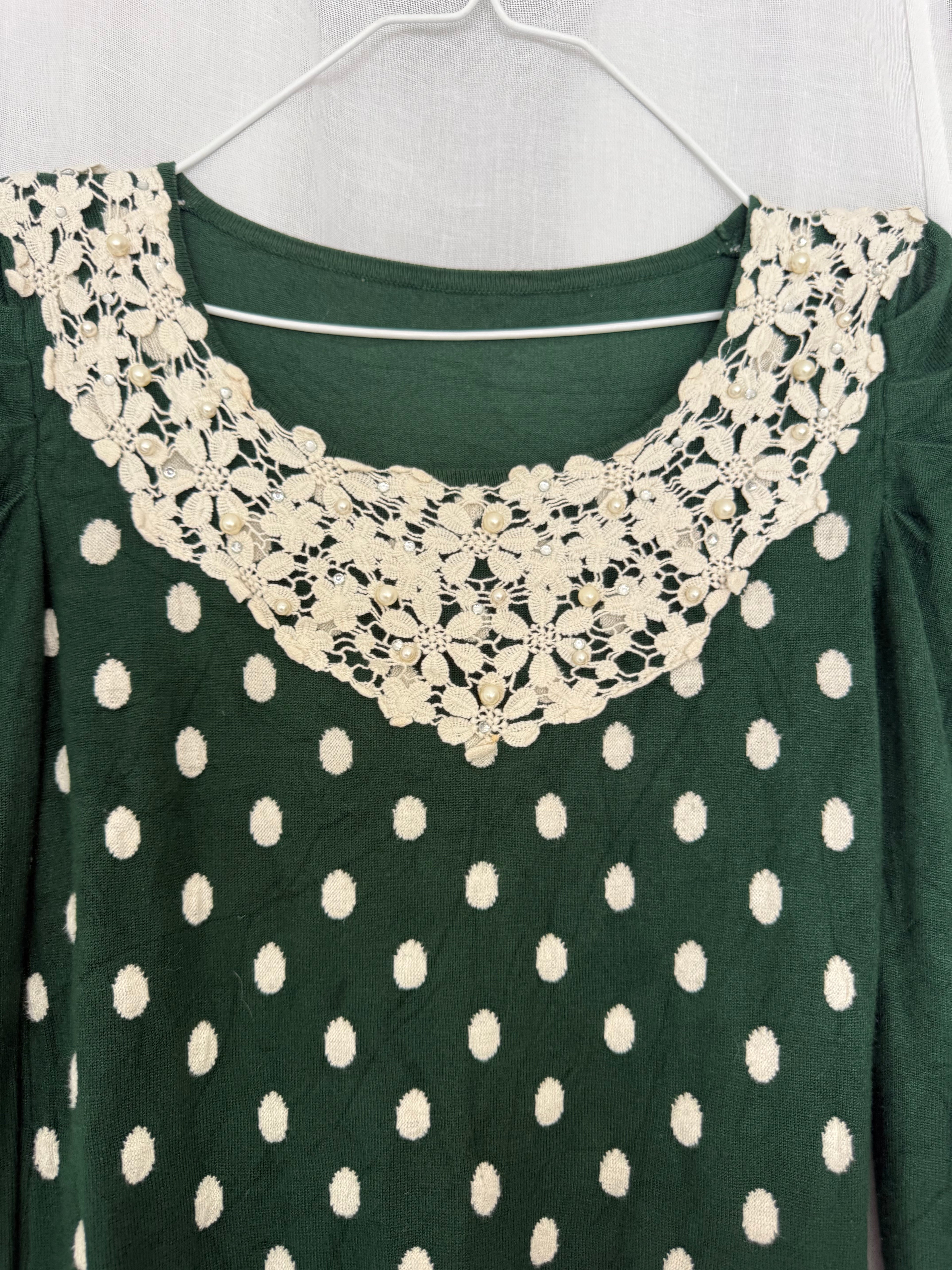 ✧ coquette polka dot lace sweater ✧