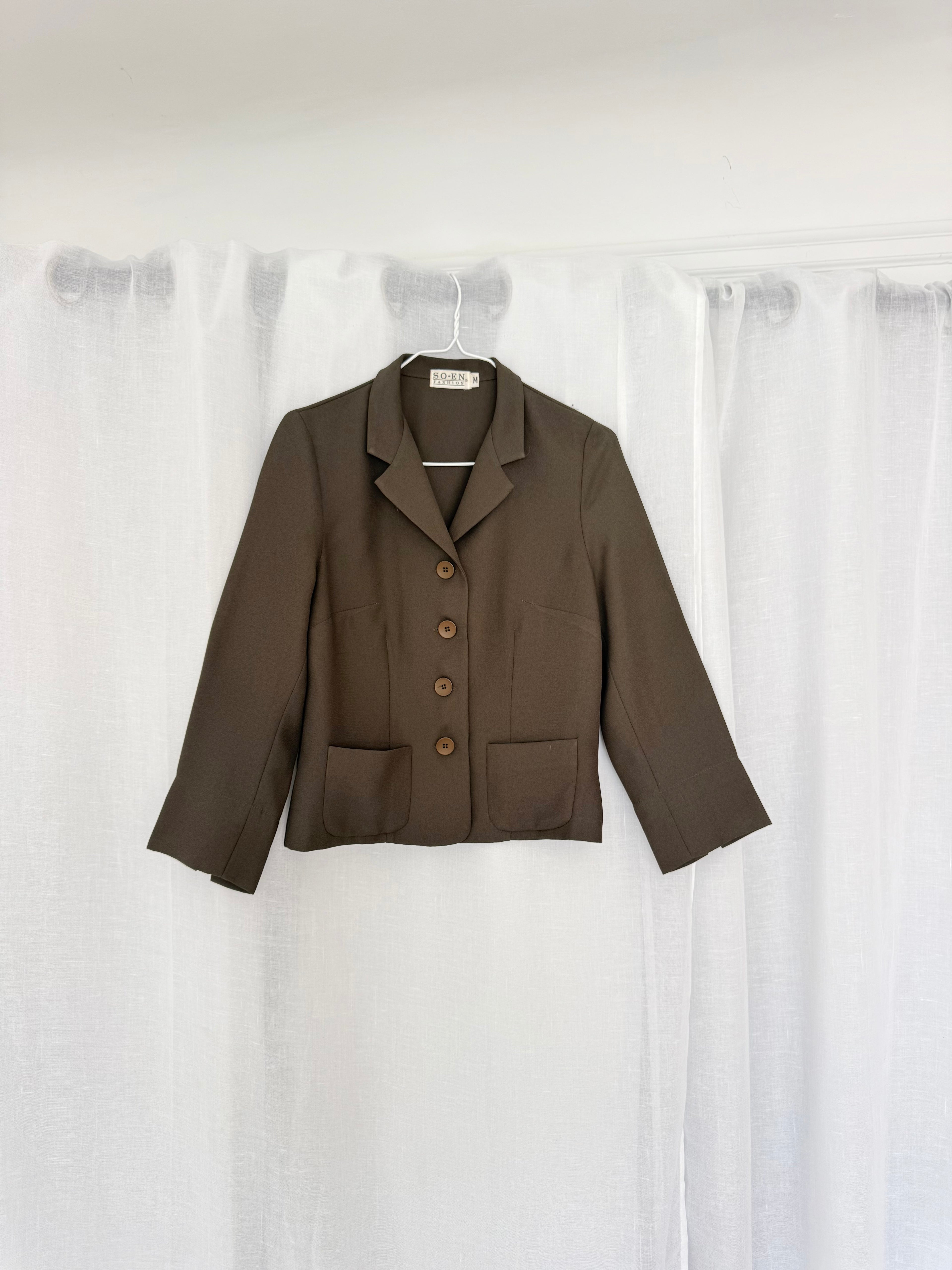 ✧ army green fitted blazer top ✧