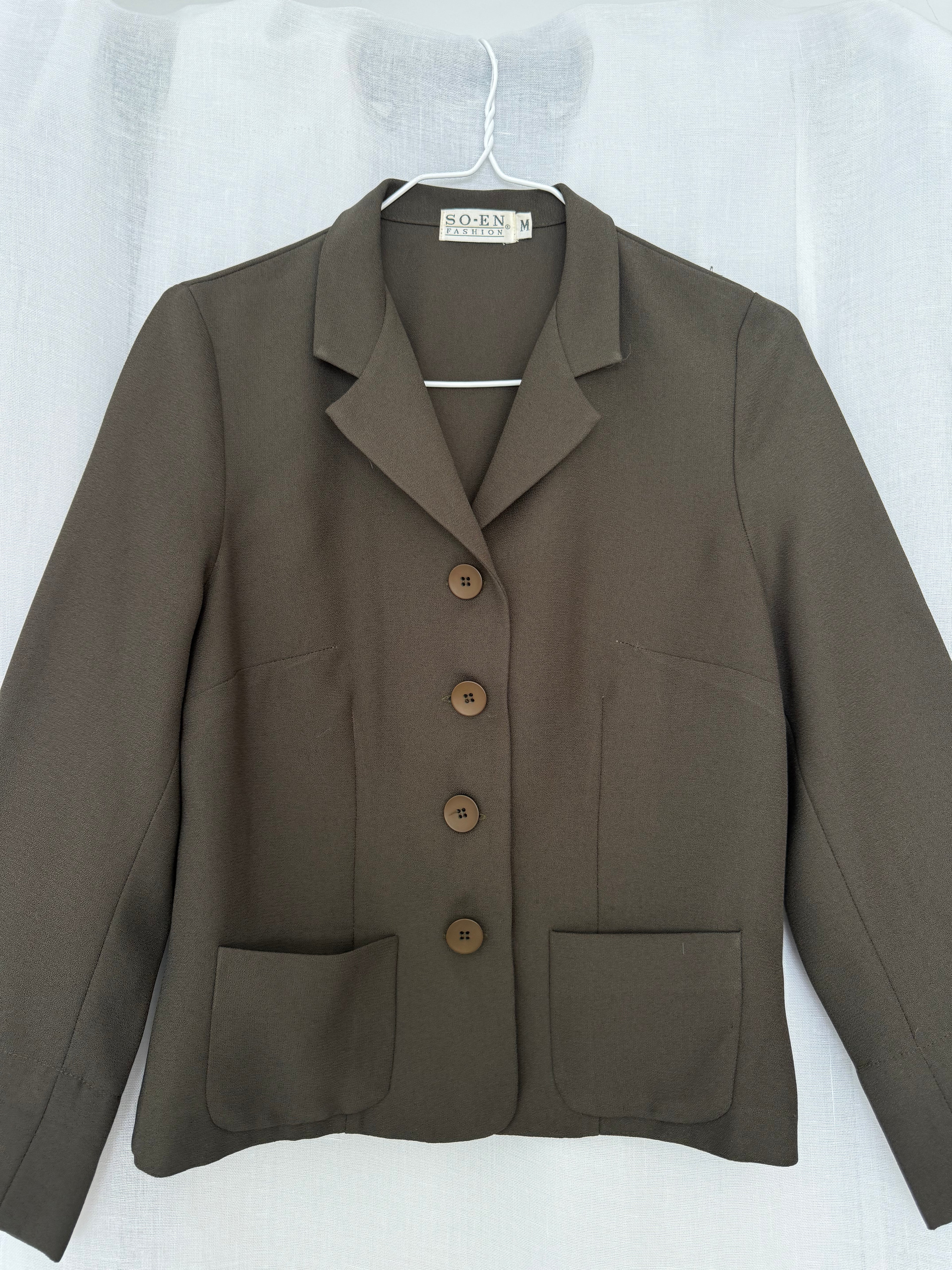✧ army green fitted blazer top ✧