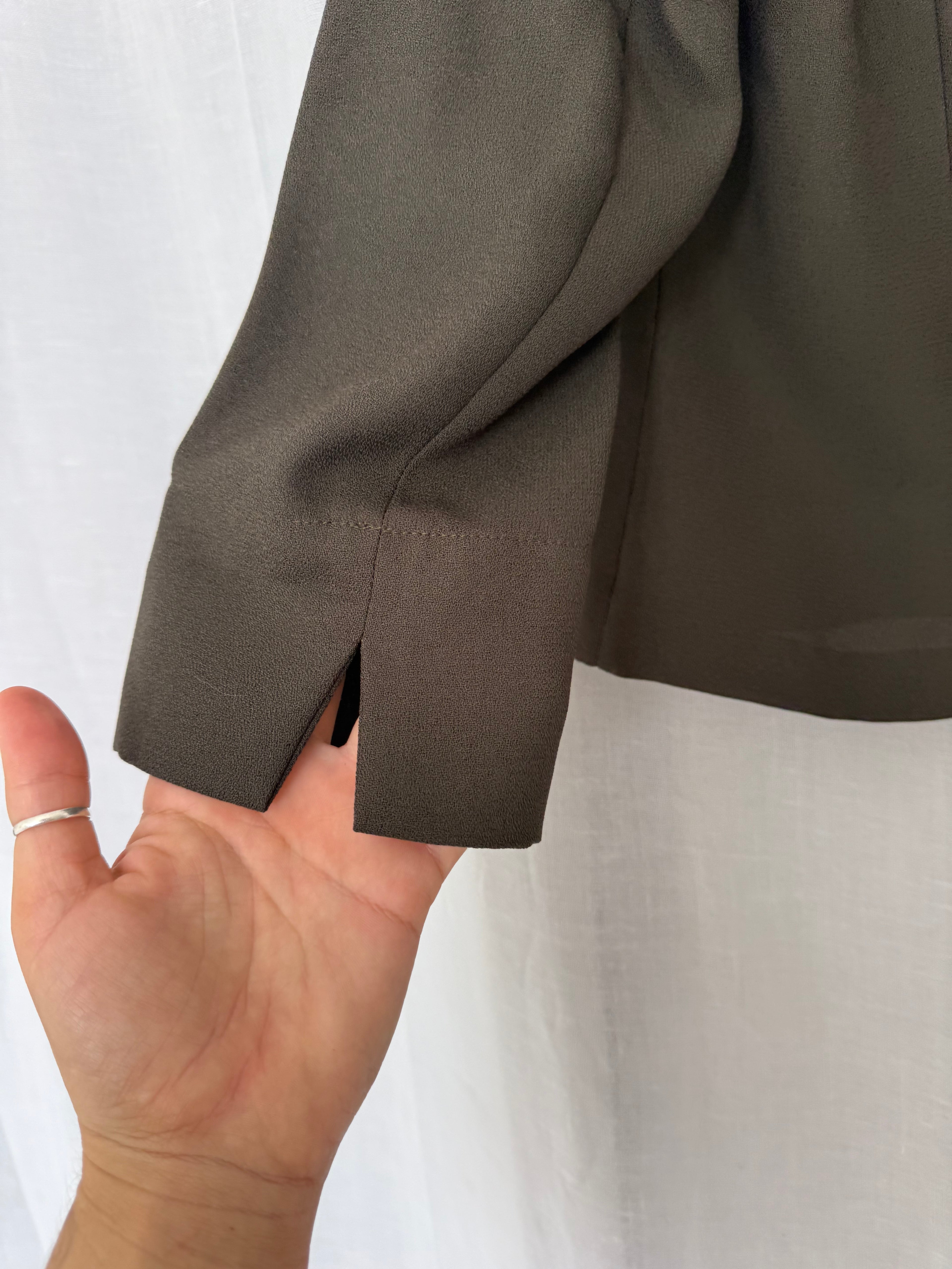 ✧ army green fitted blazer top ✧