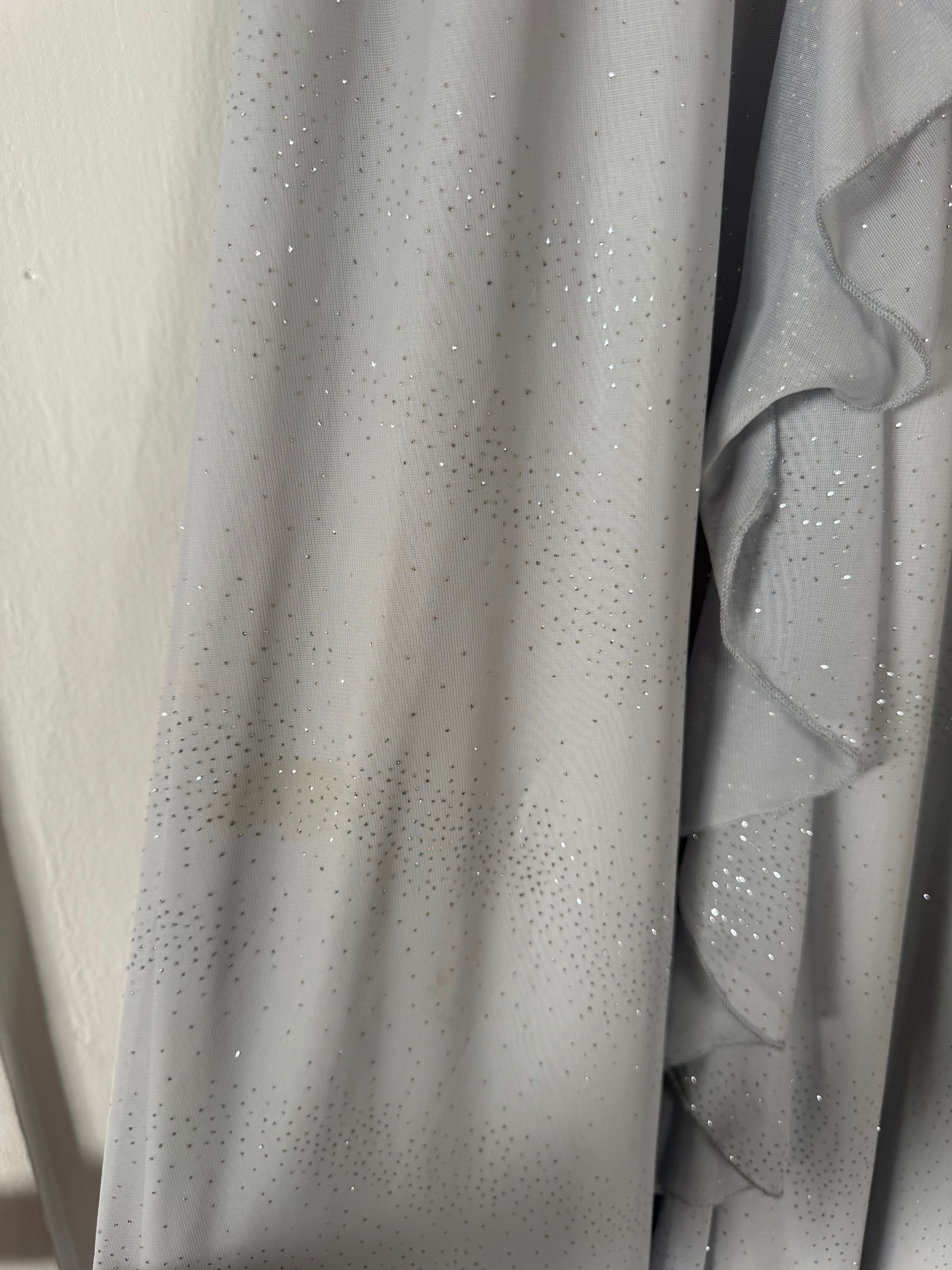 y2k icey silver glitter formal maxi dress ✧