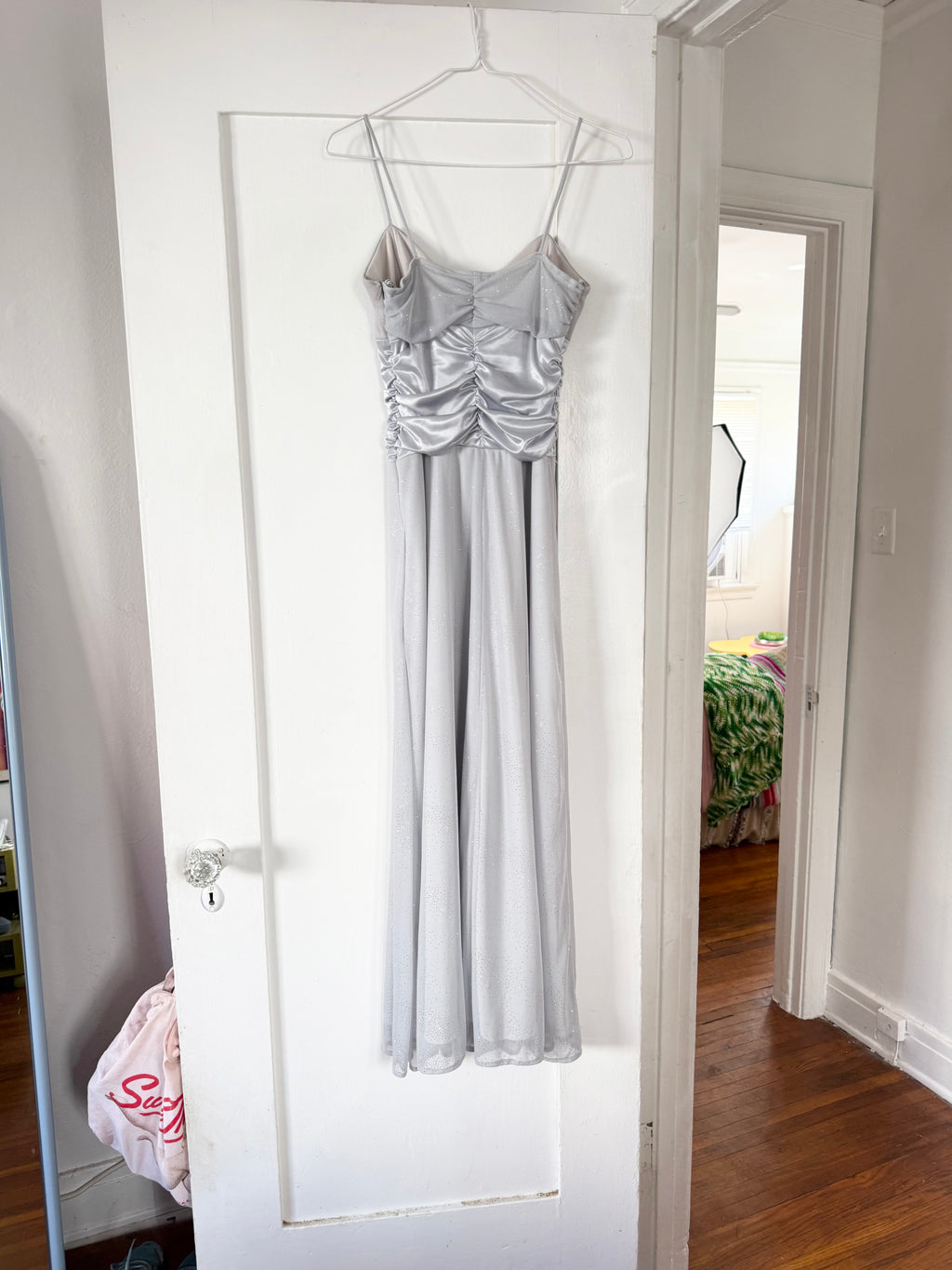 y2k icey silver glitter formal maxi dress ✧