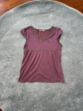♡ y2k mauve lace beaded baby tee ♡