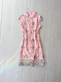 y2k pink embroidered qipao mesh dress ✧
