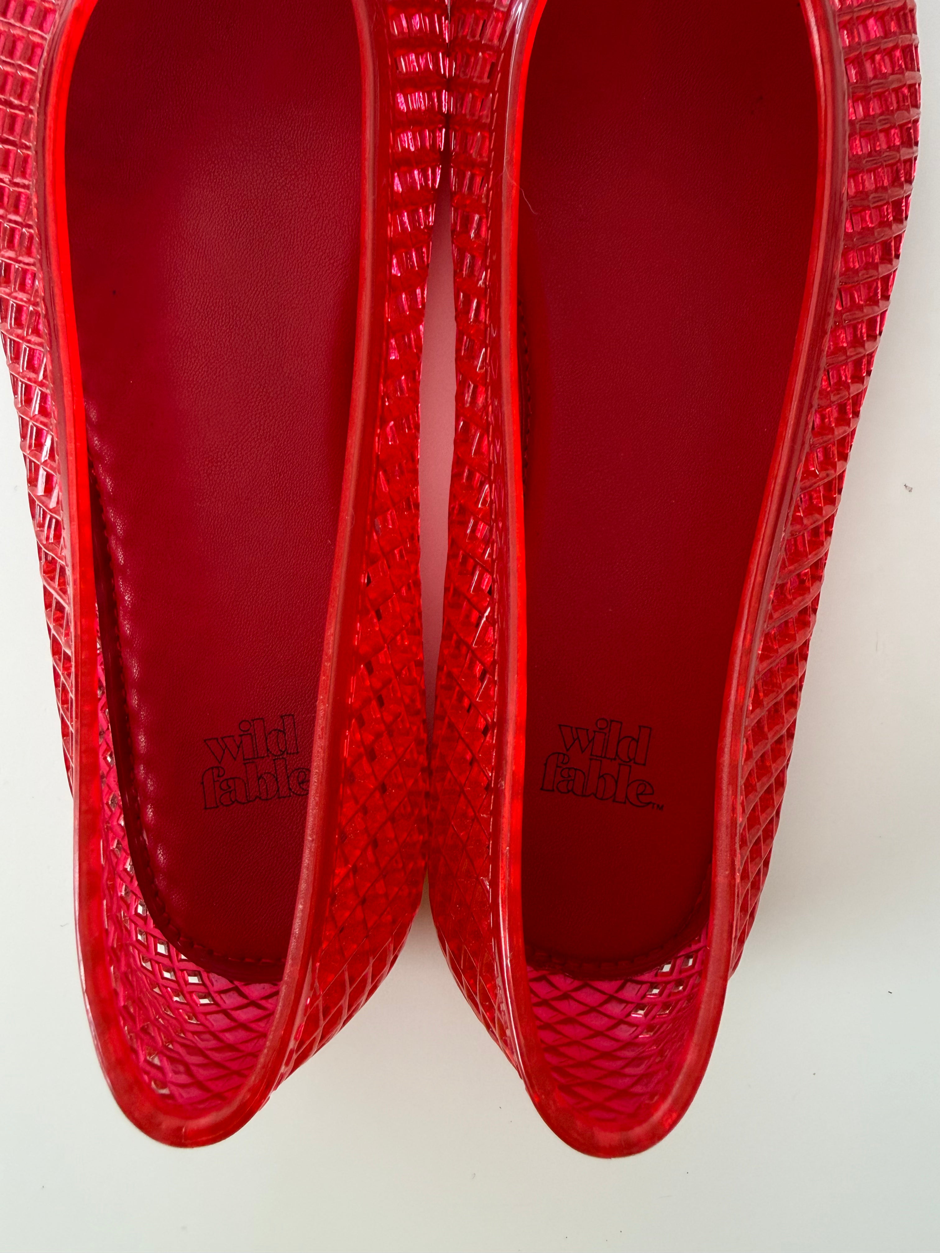 ✧ jelly ballet flats red mesh ✧ (size 6)