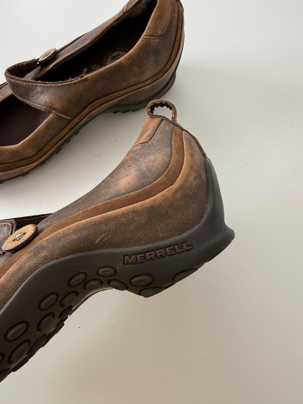 ✧ gorpcore mary jane merrell plaza brown leather shoes ✧ (size 8.5)