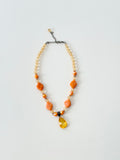 ✧ orange beaded pendant necklace ✧