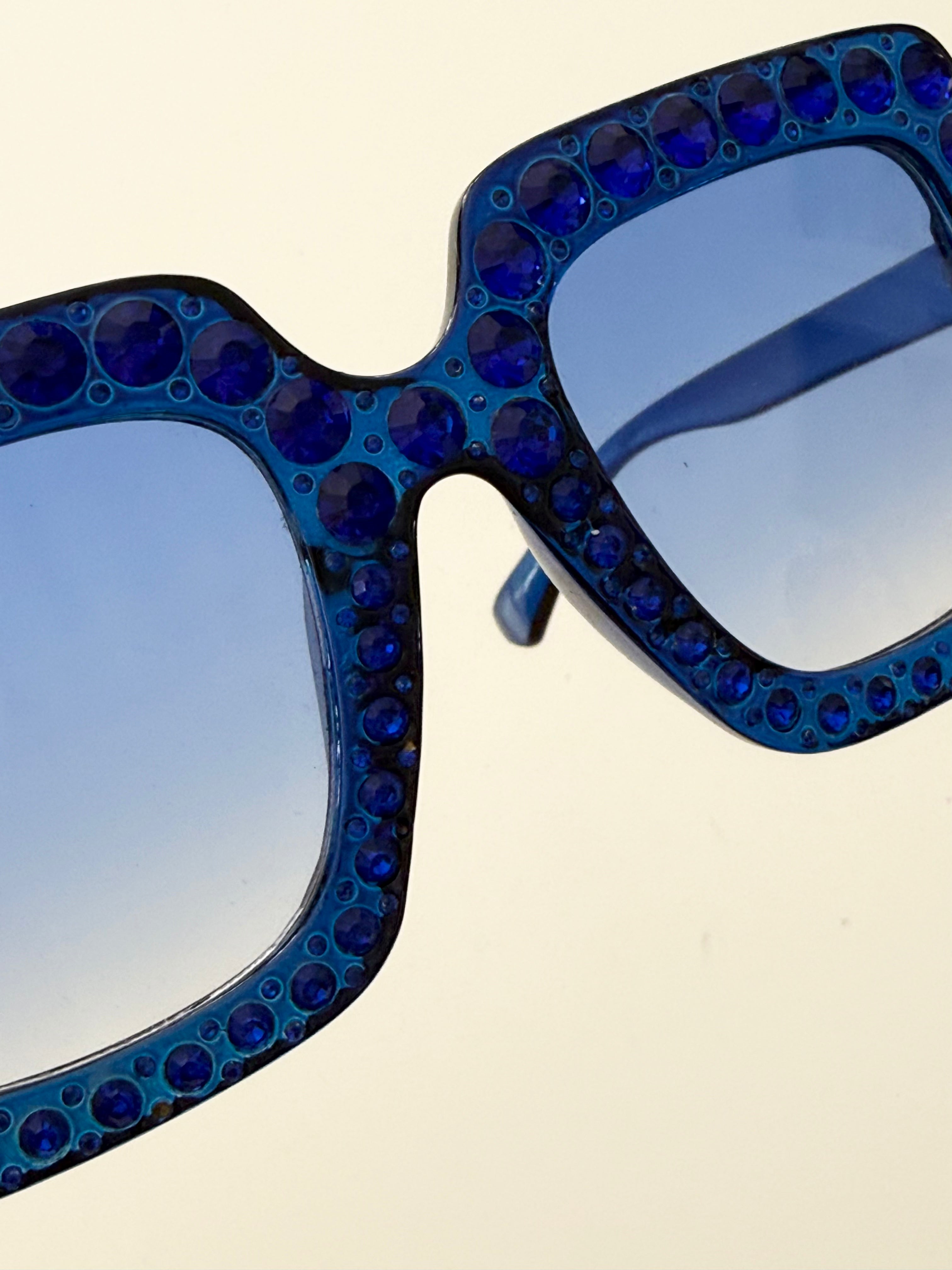✧ cobalt rhinestone oversized sunglasses ✧