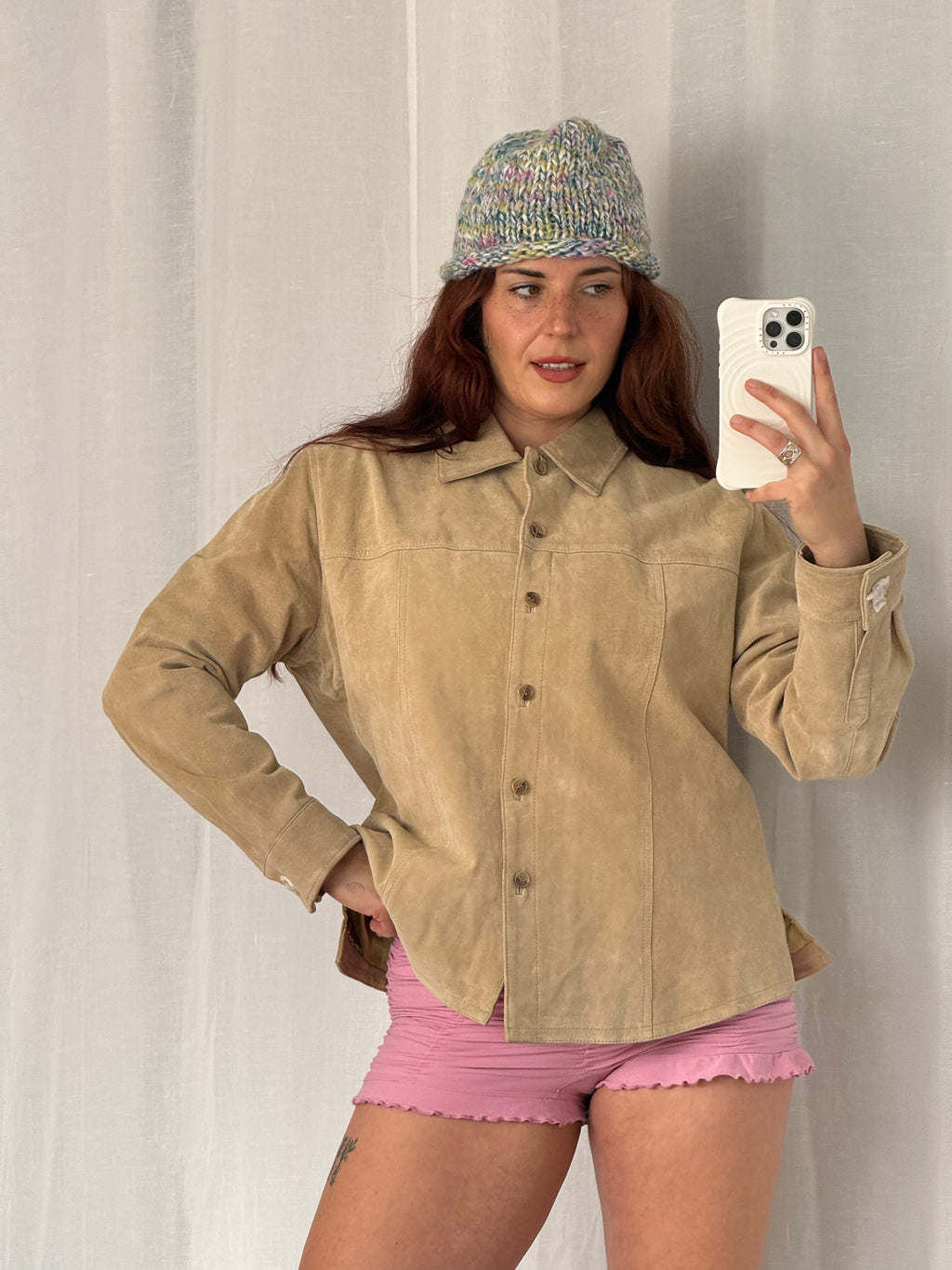 vintage suede button-up jacket