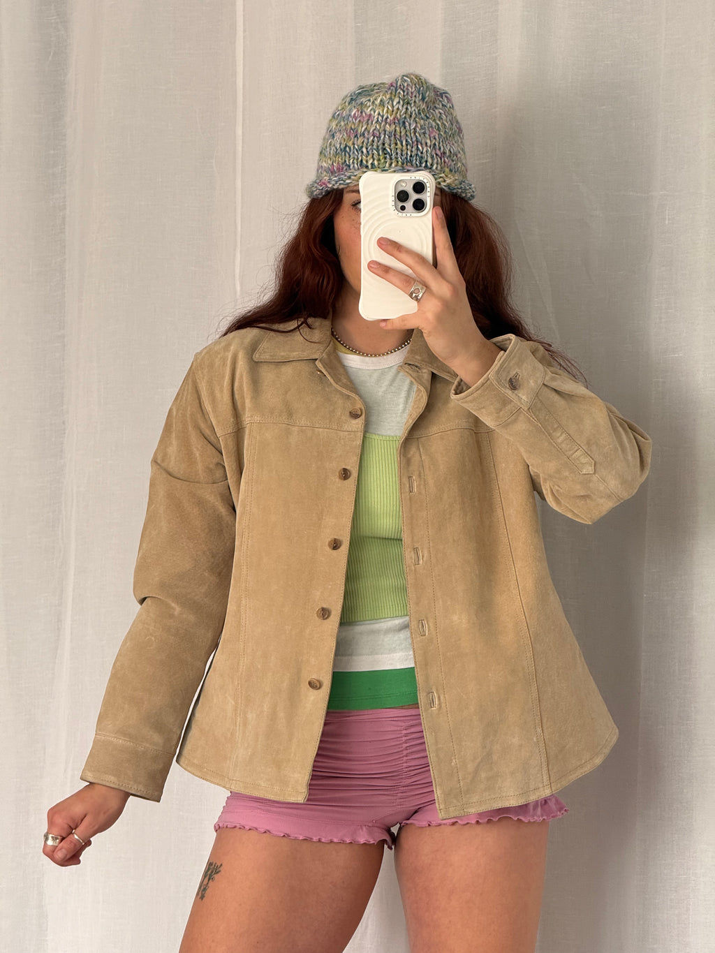 vintage suede button-up jacket