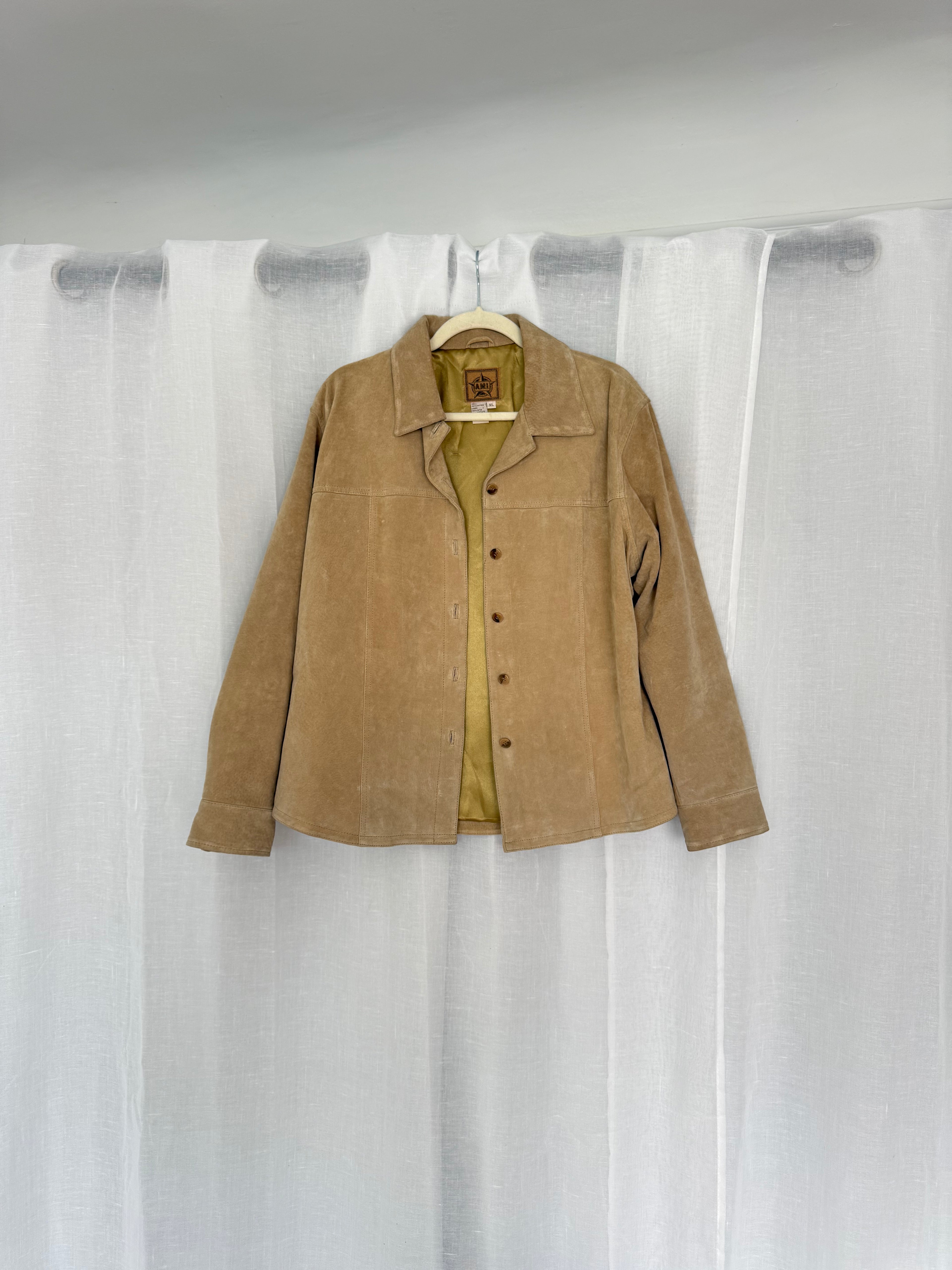 vintage suede button-up jacket