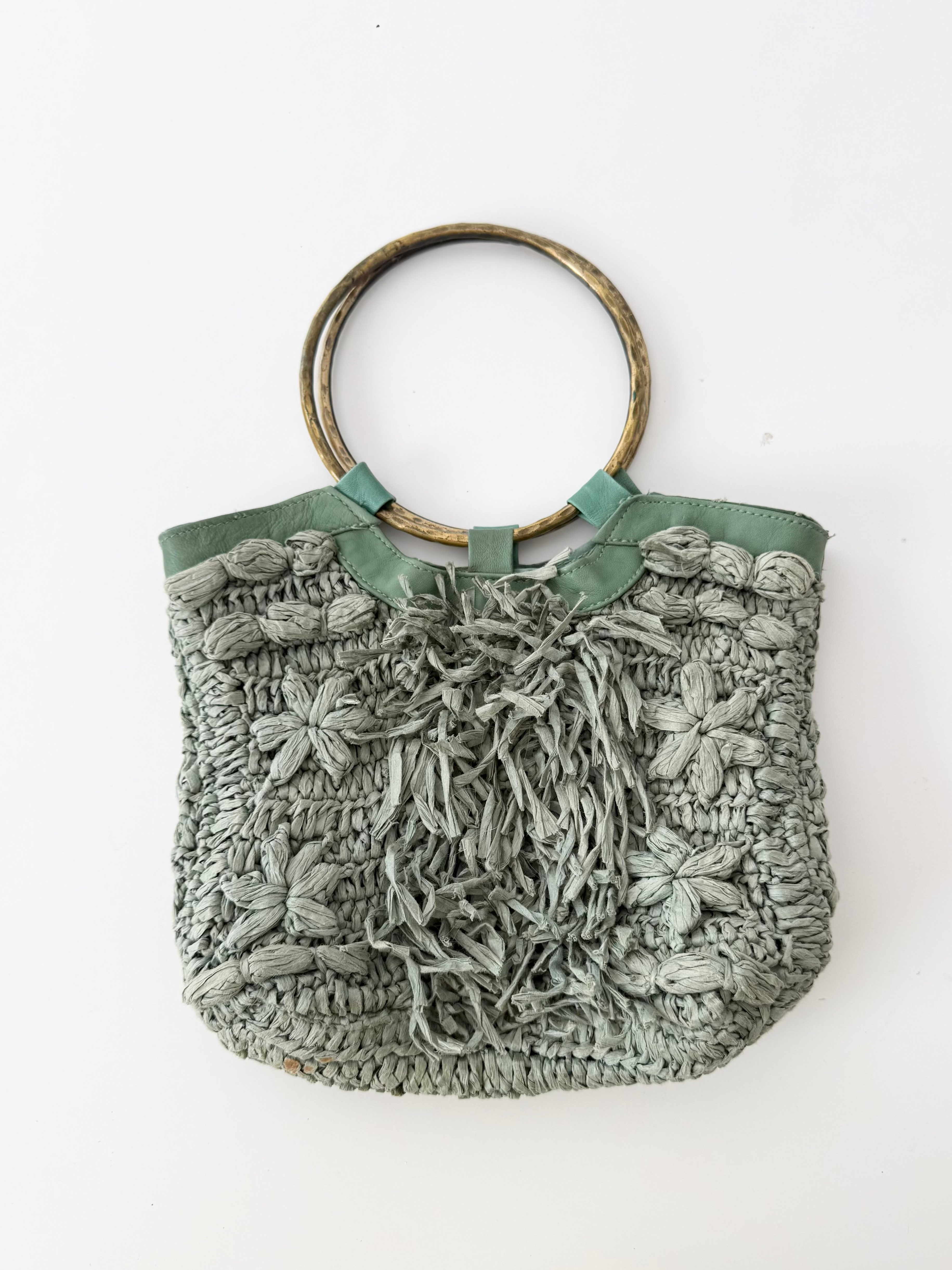 ☆ raffia floral ring handle bag anthropologie ☆