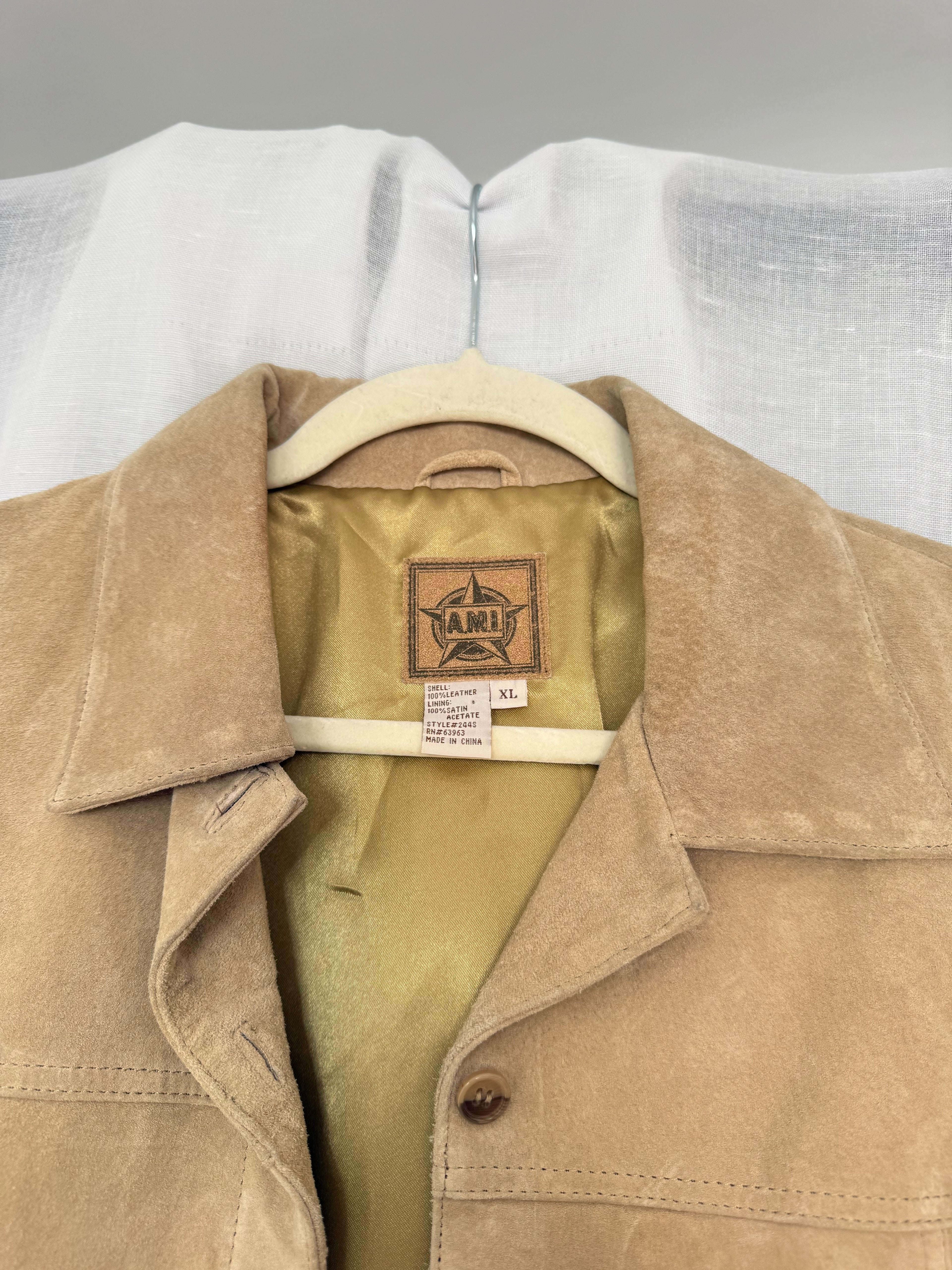 vintage suede button-up jacket