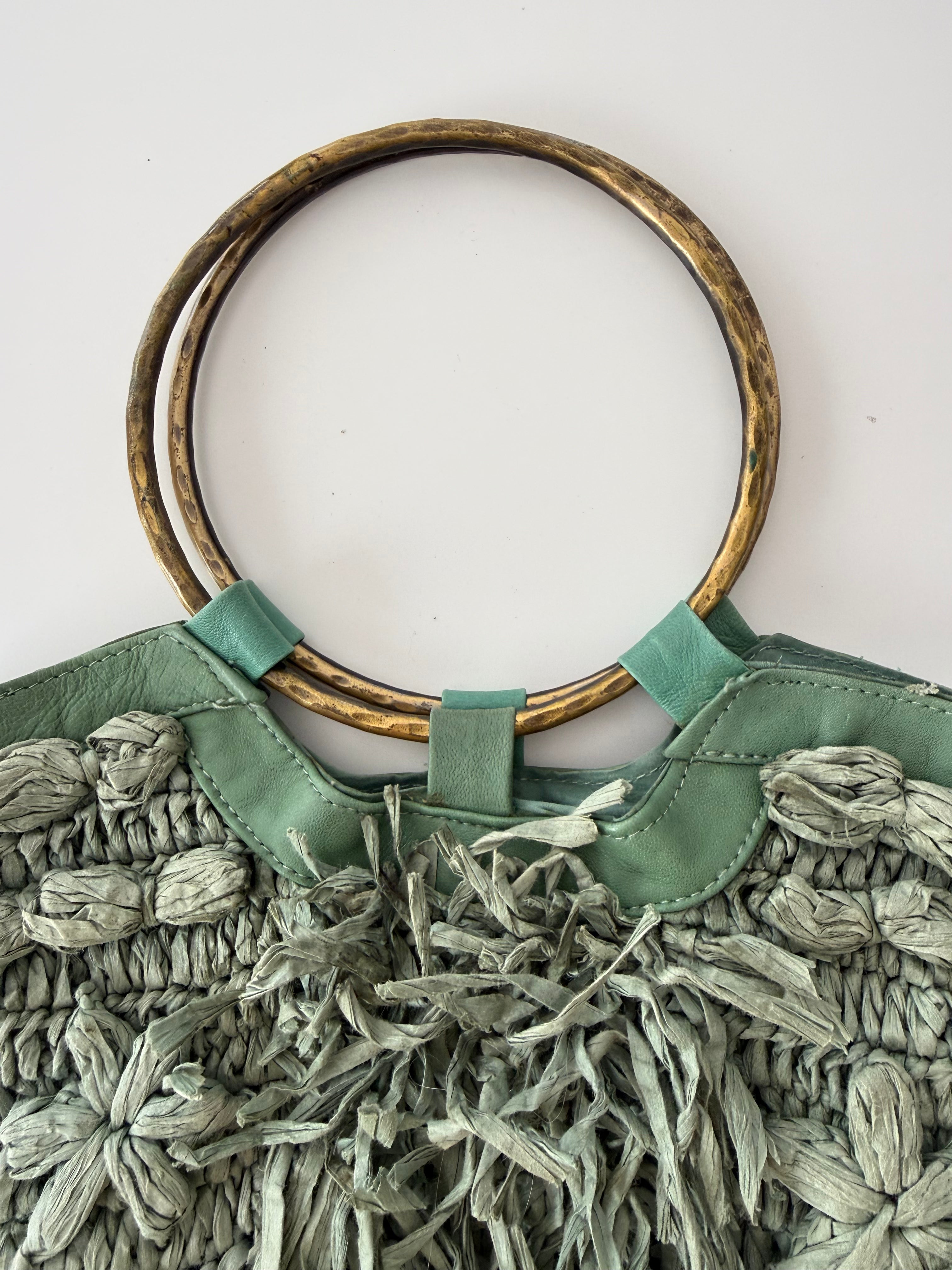 ☆ raffia floral ring handle bag anthropologie ☆