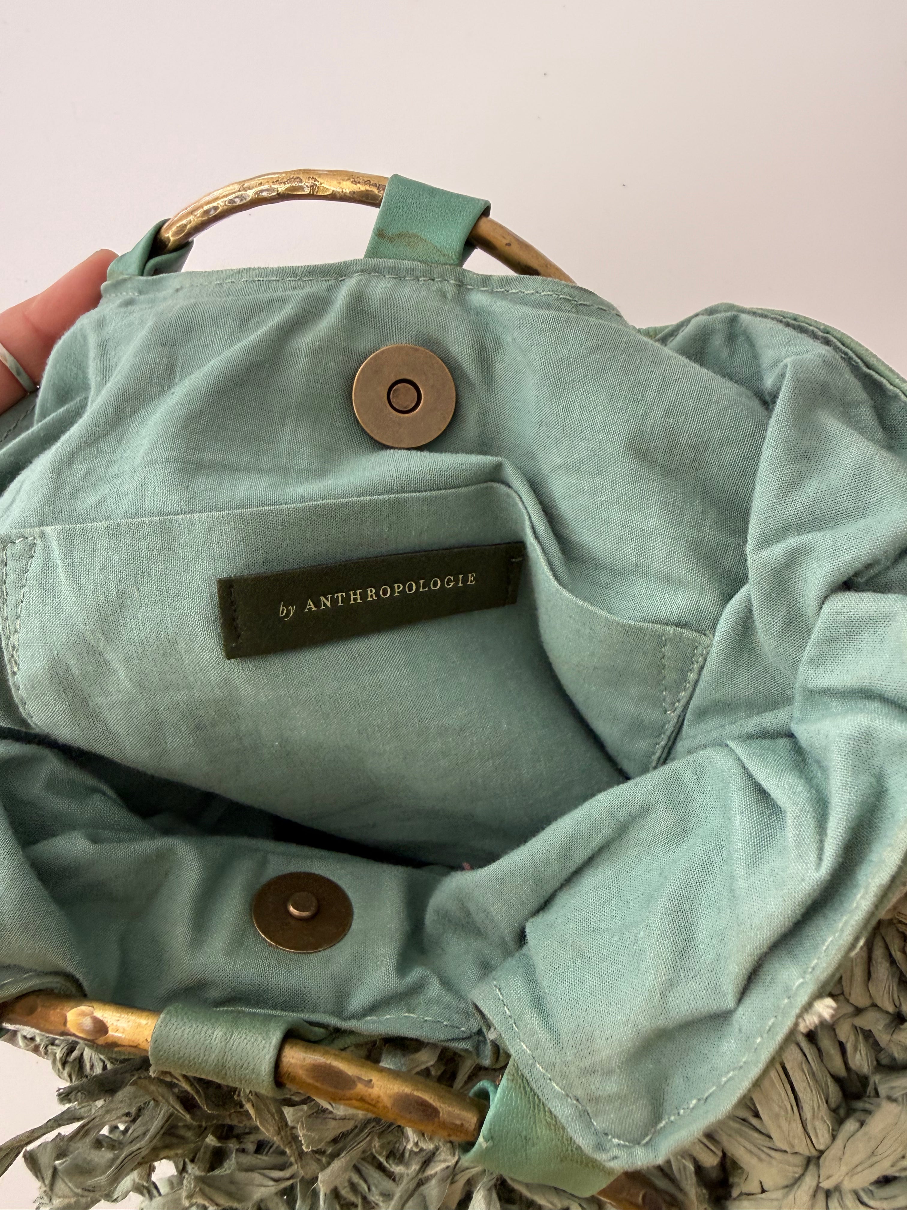 ☆ raffia floral ring handle bag anthropologie ☆