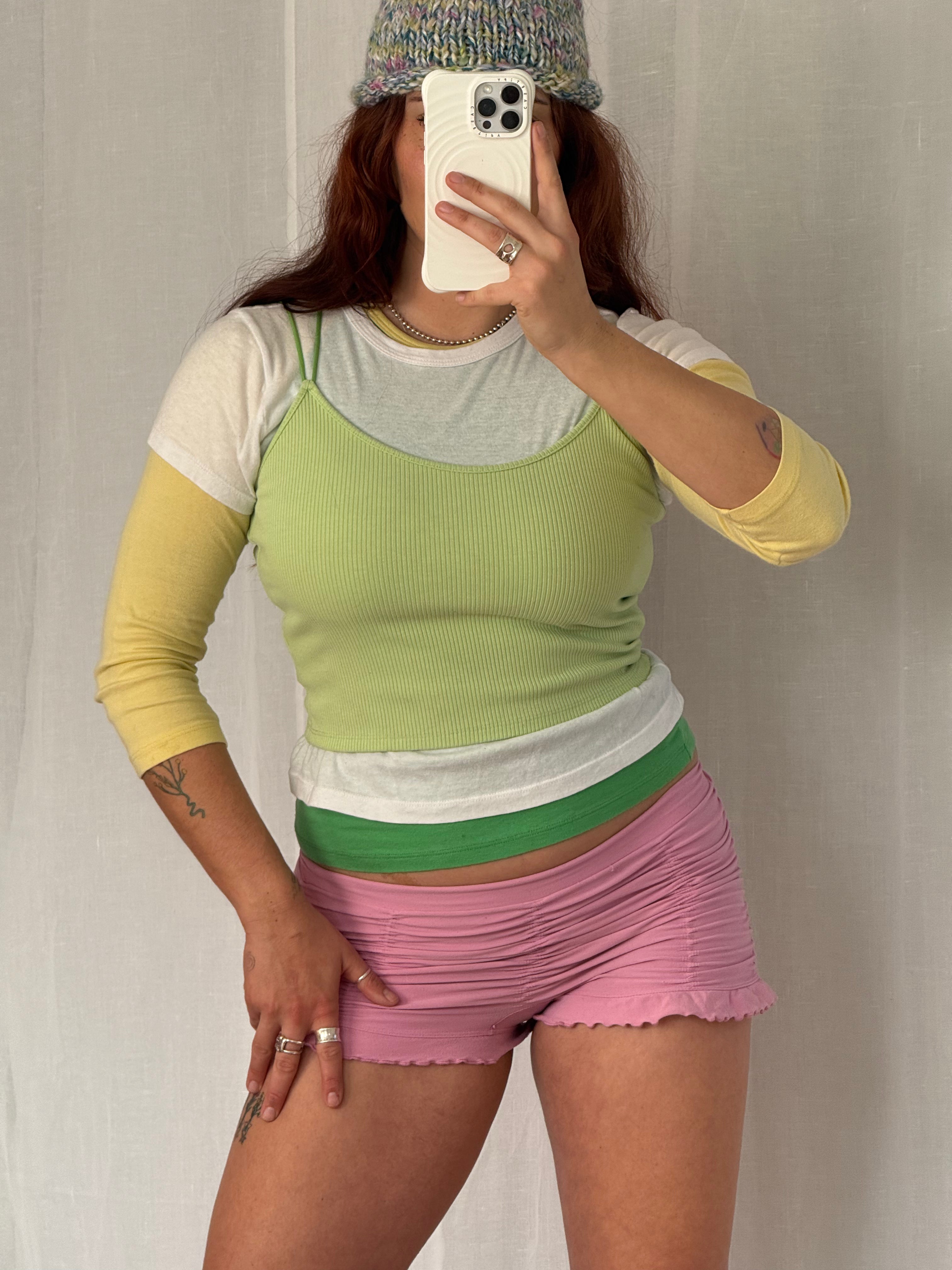 ✿ lime ribbed double strap cami ✿