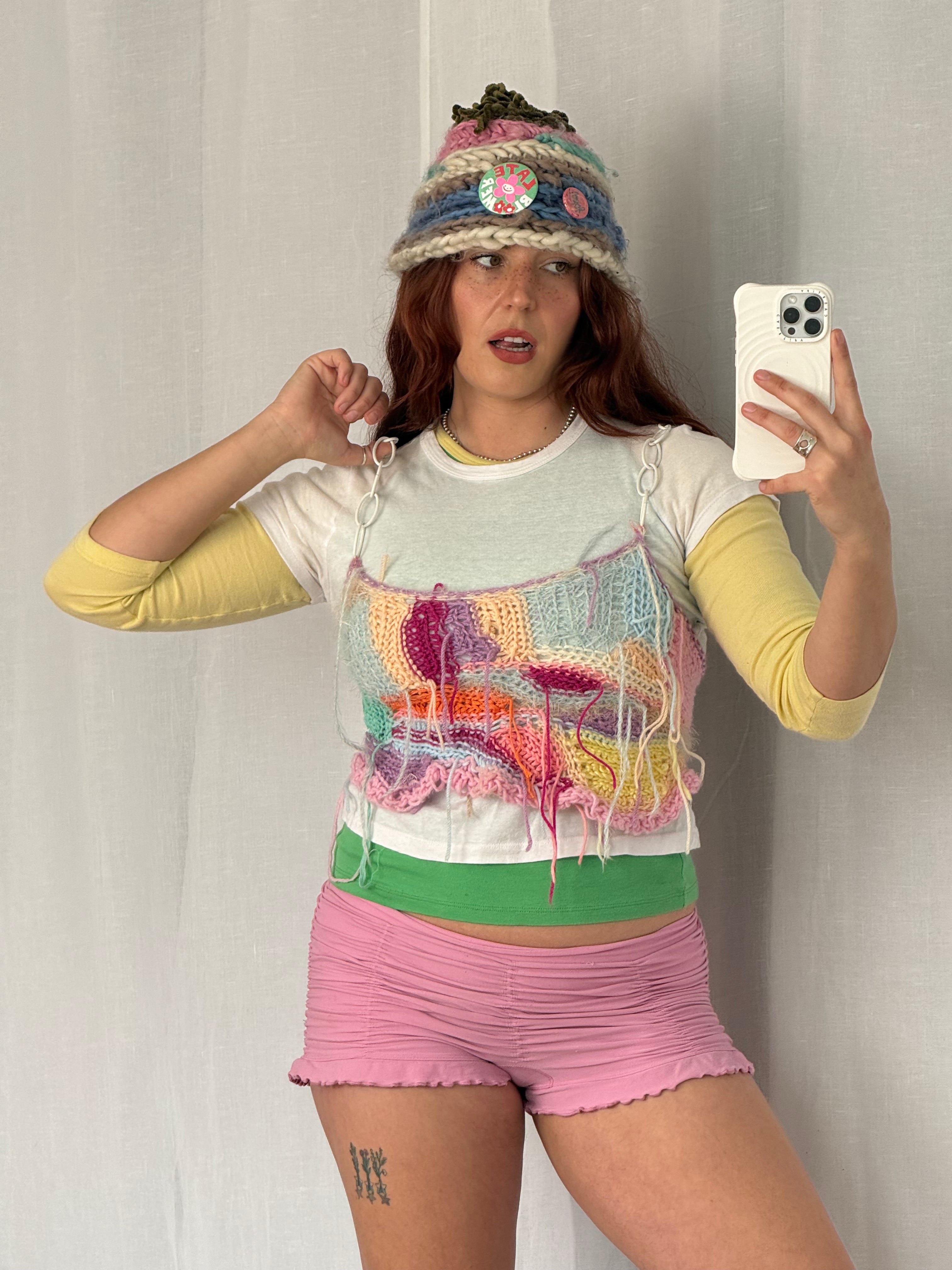 handmade crochet chain strap tank