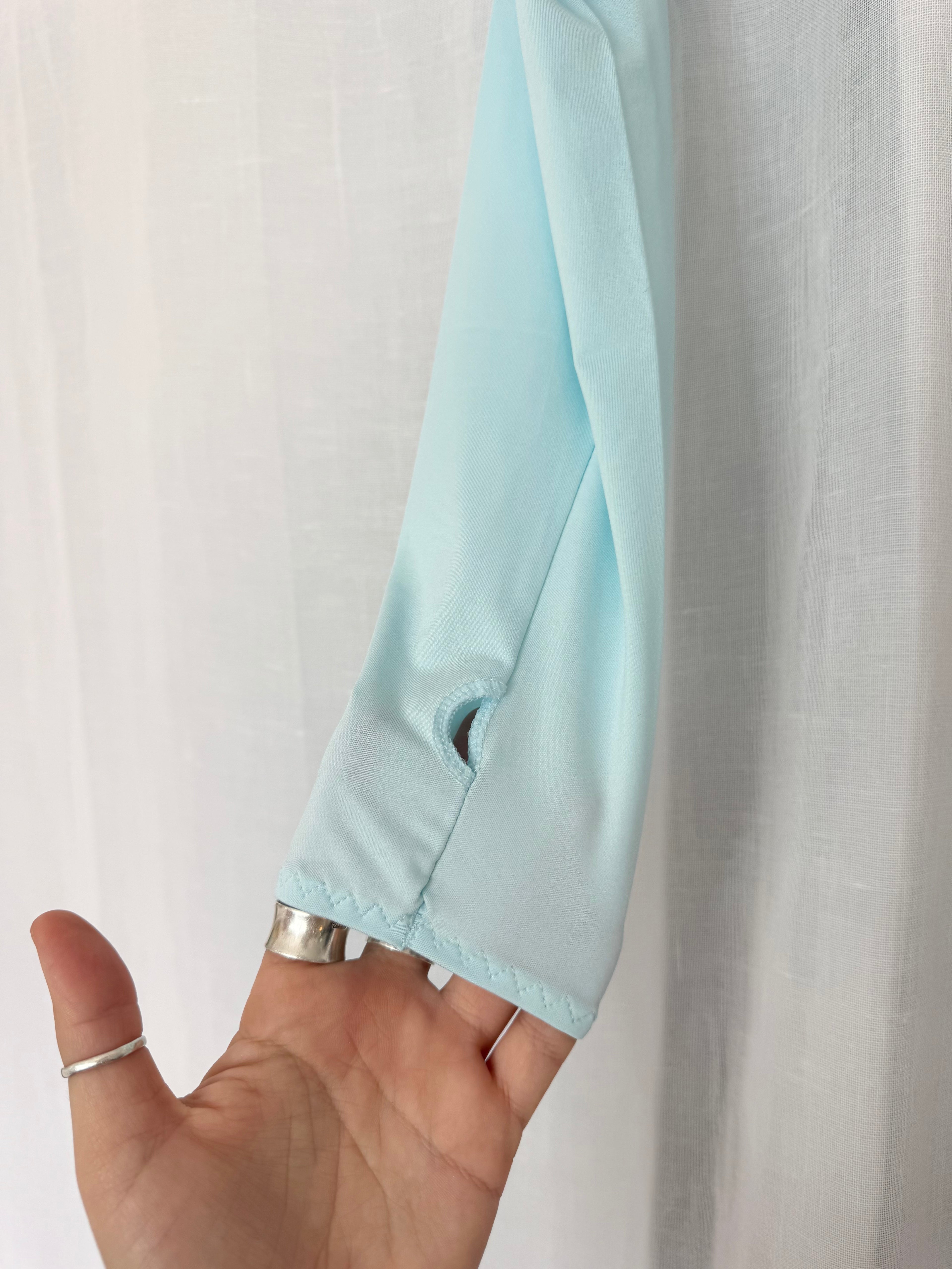 ✿ icy blue thumbhole shrug top ✿
