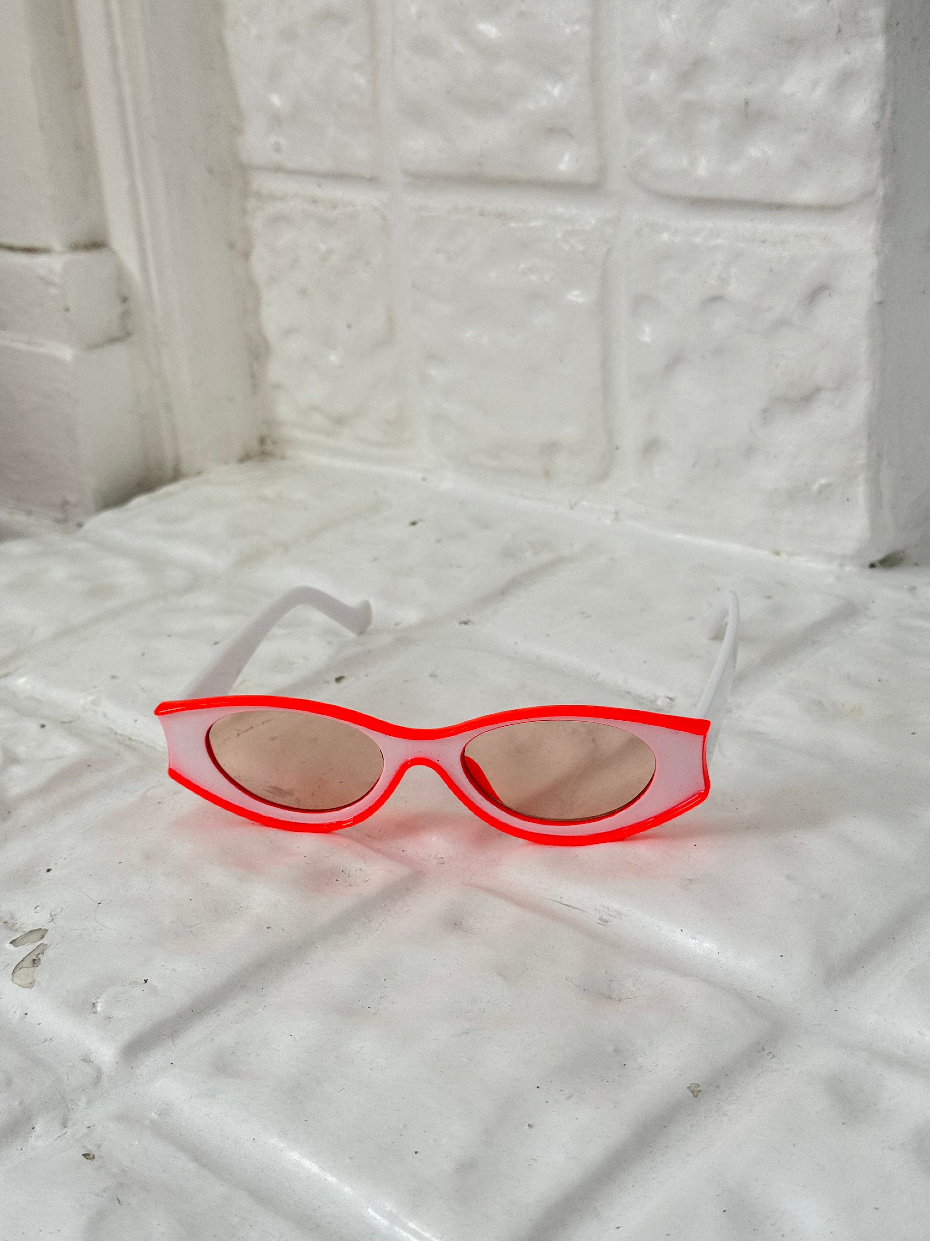 neon pink & orange retro cat eye sunglasses