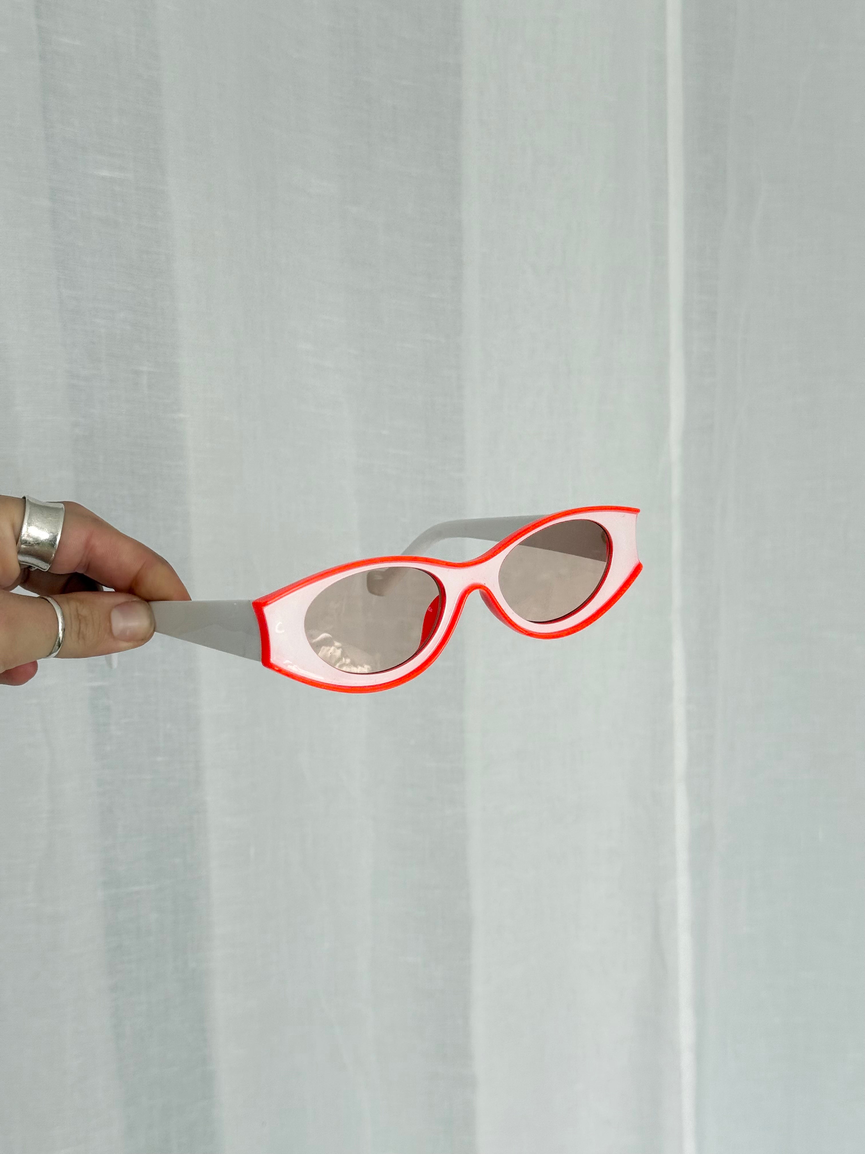 neon pink & orange retro cat eye sunglasses