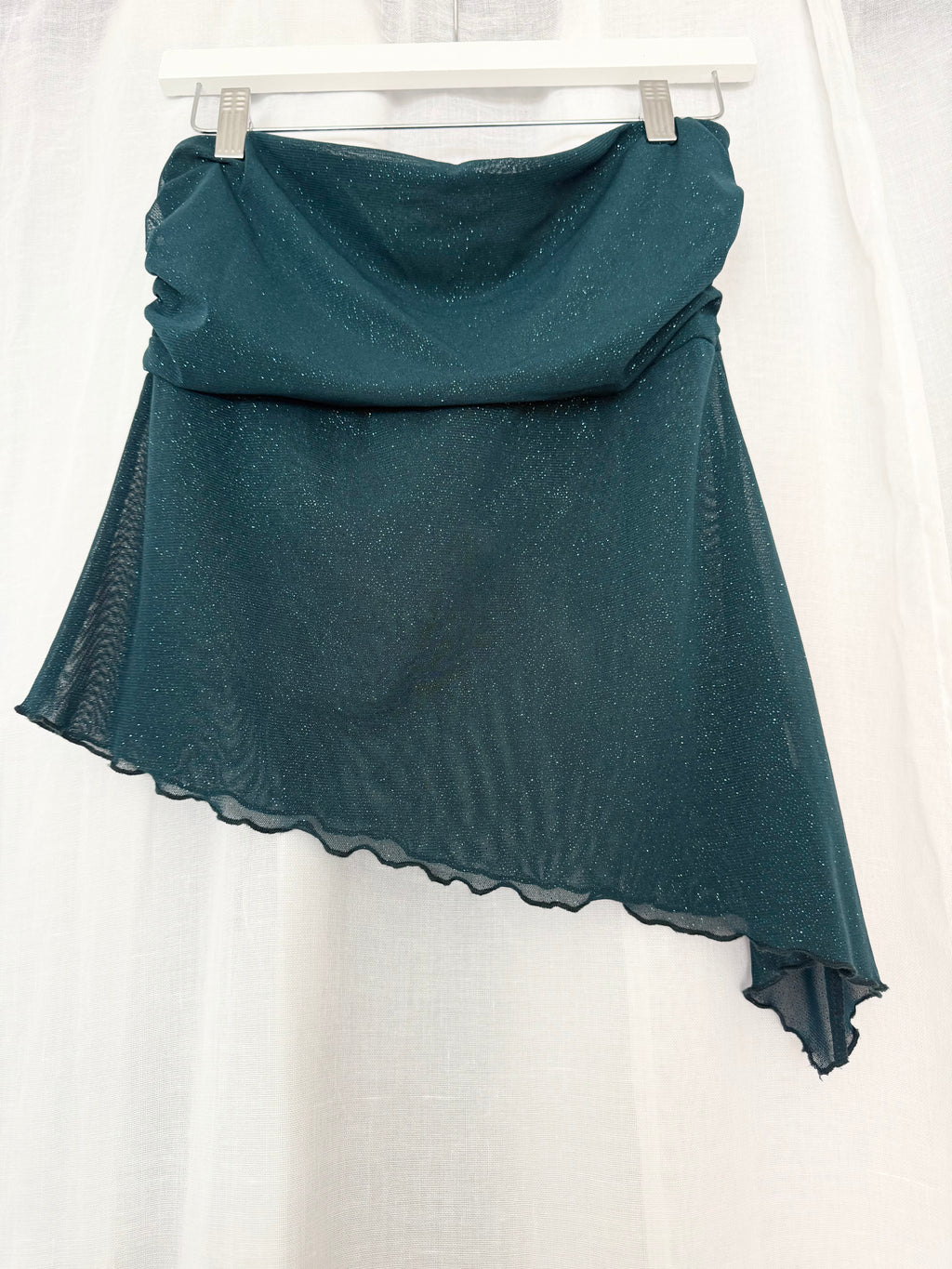 ✧ glitter mesh asymmetrical tube top ✧