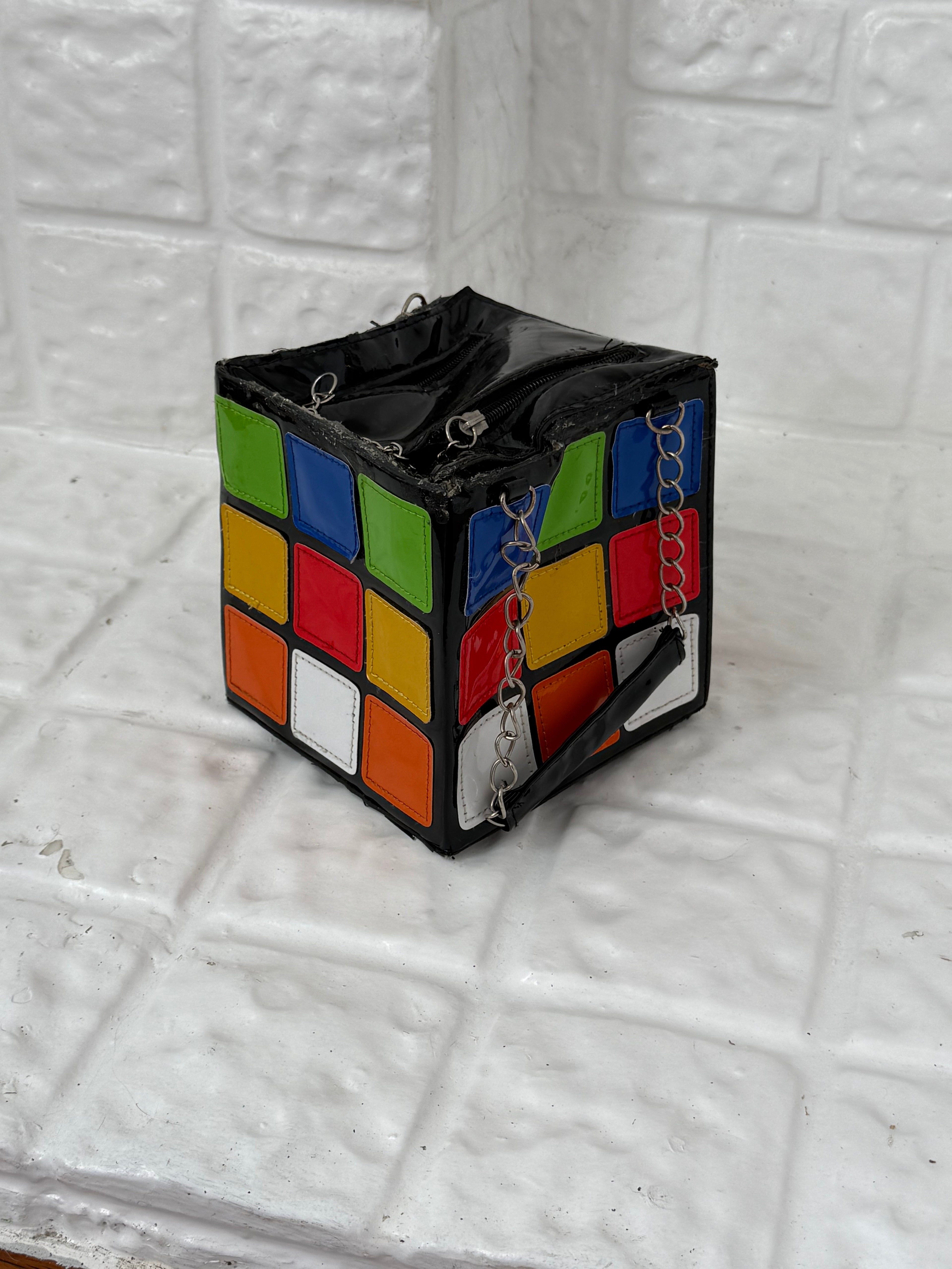 vintage rubik’s cube mini purse