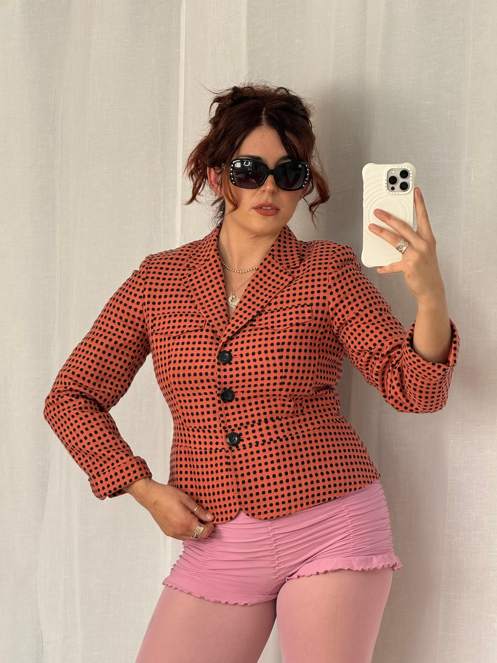 vintage polka dot cropped blazer 🖤