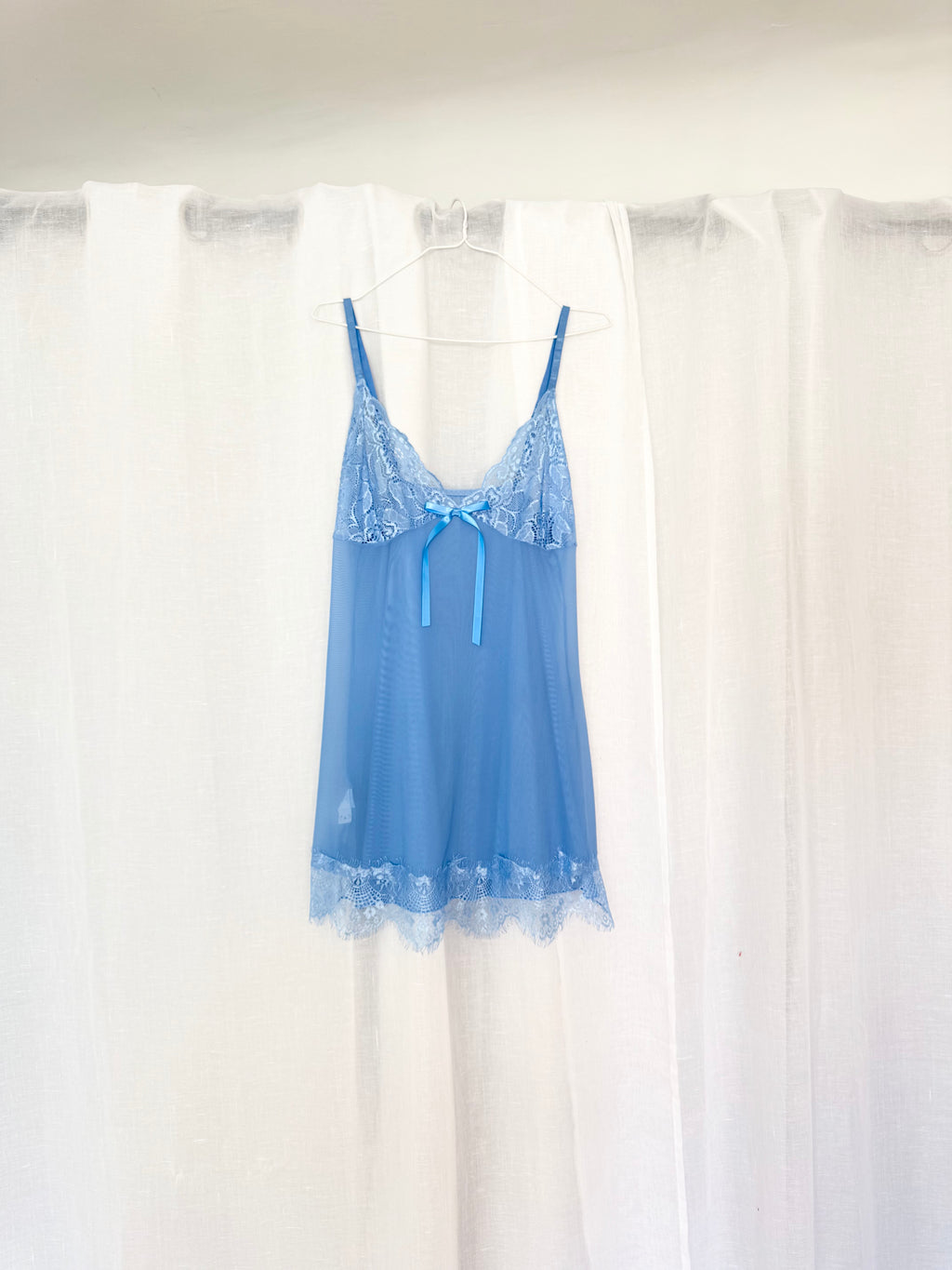 ✿ sheer baby blue lace slip dress ✿