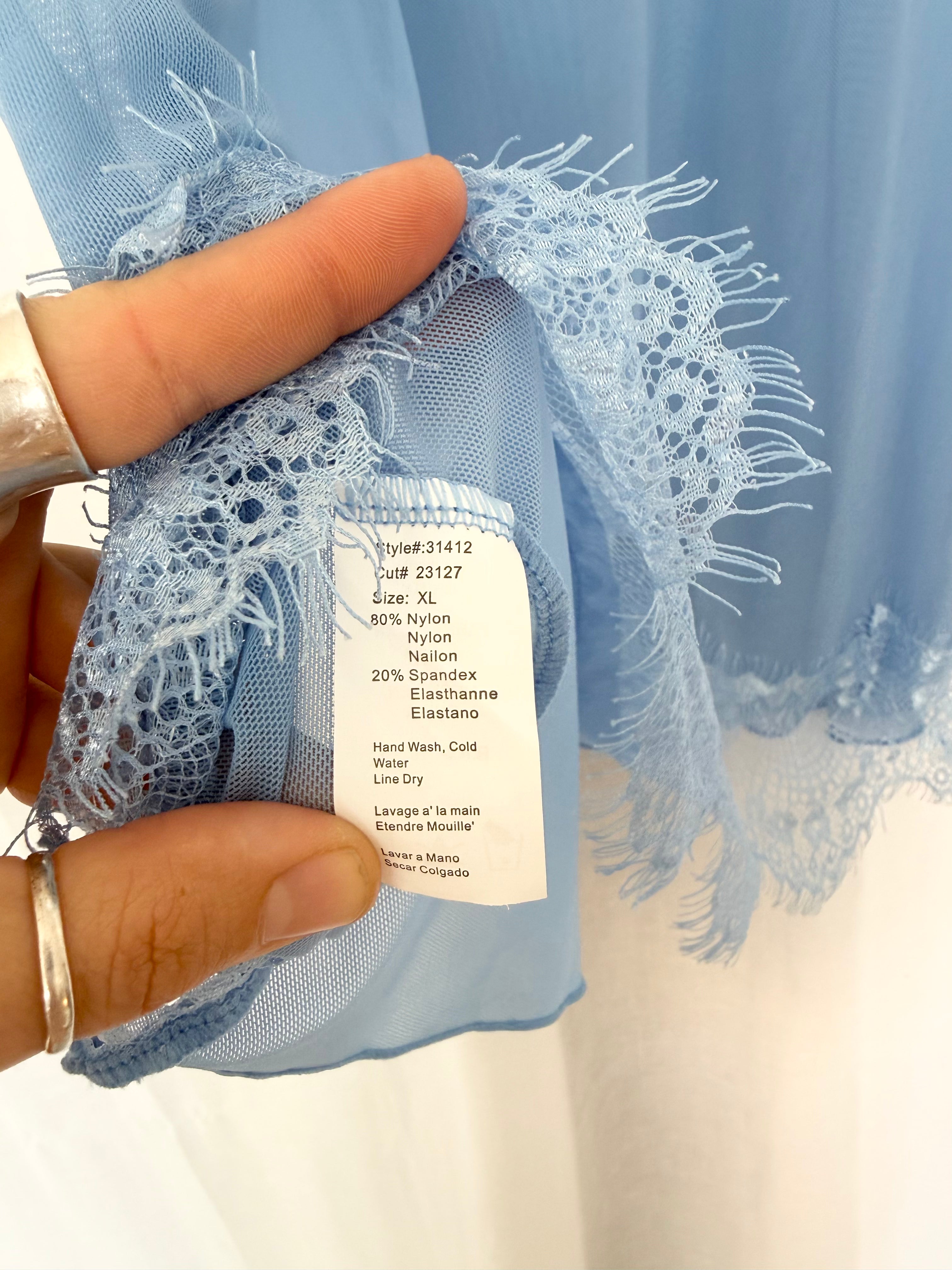 ✿ sheer baby blue lace slip dress ✿
