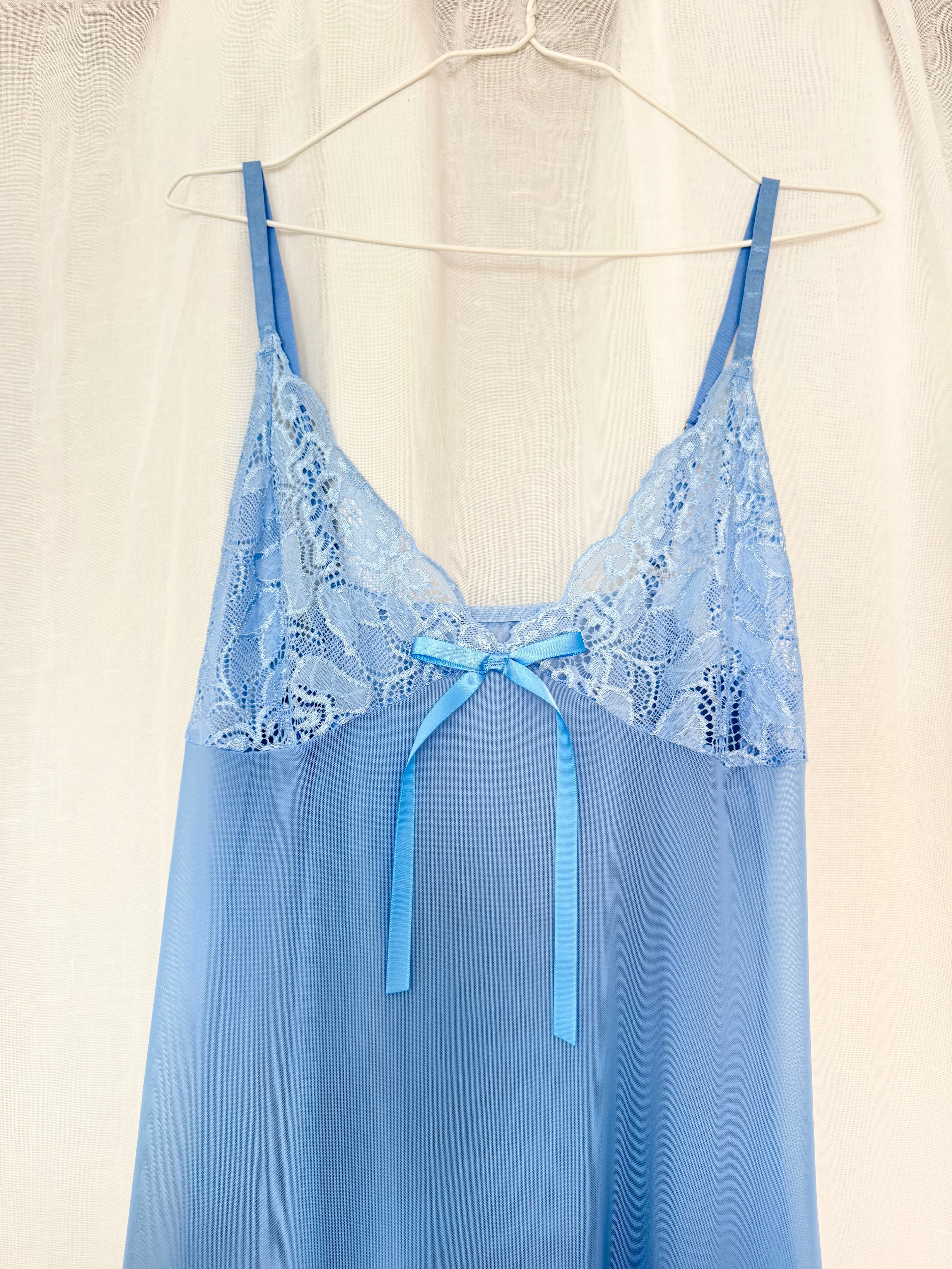 ✿ sheer baby blue lace slip dress ✿