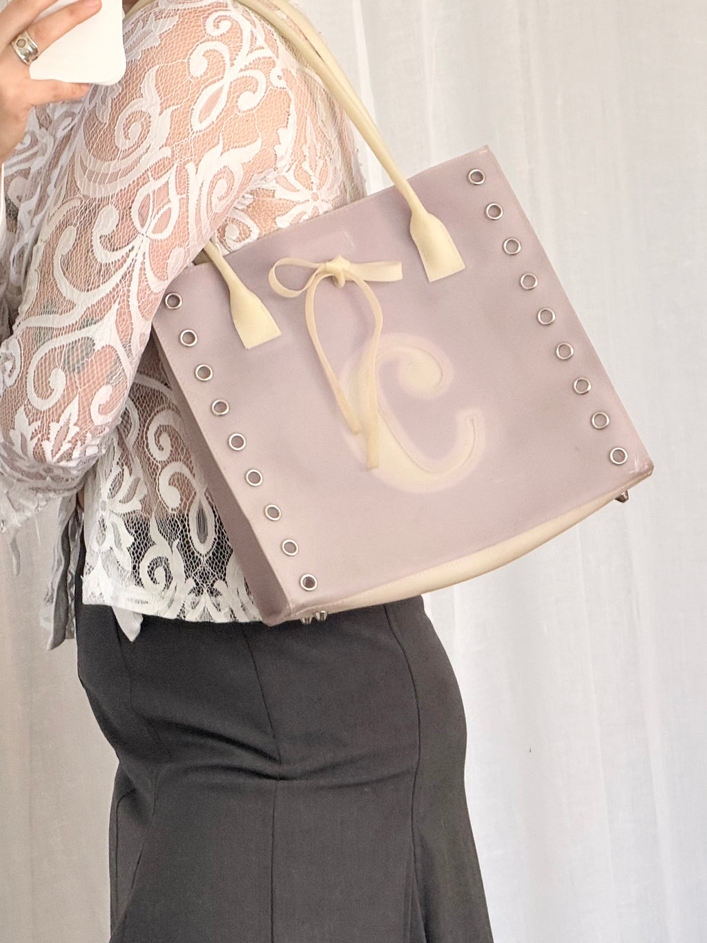 ✿ vintage lavender grommet jelly tote bag ✿