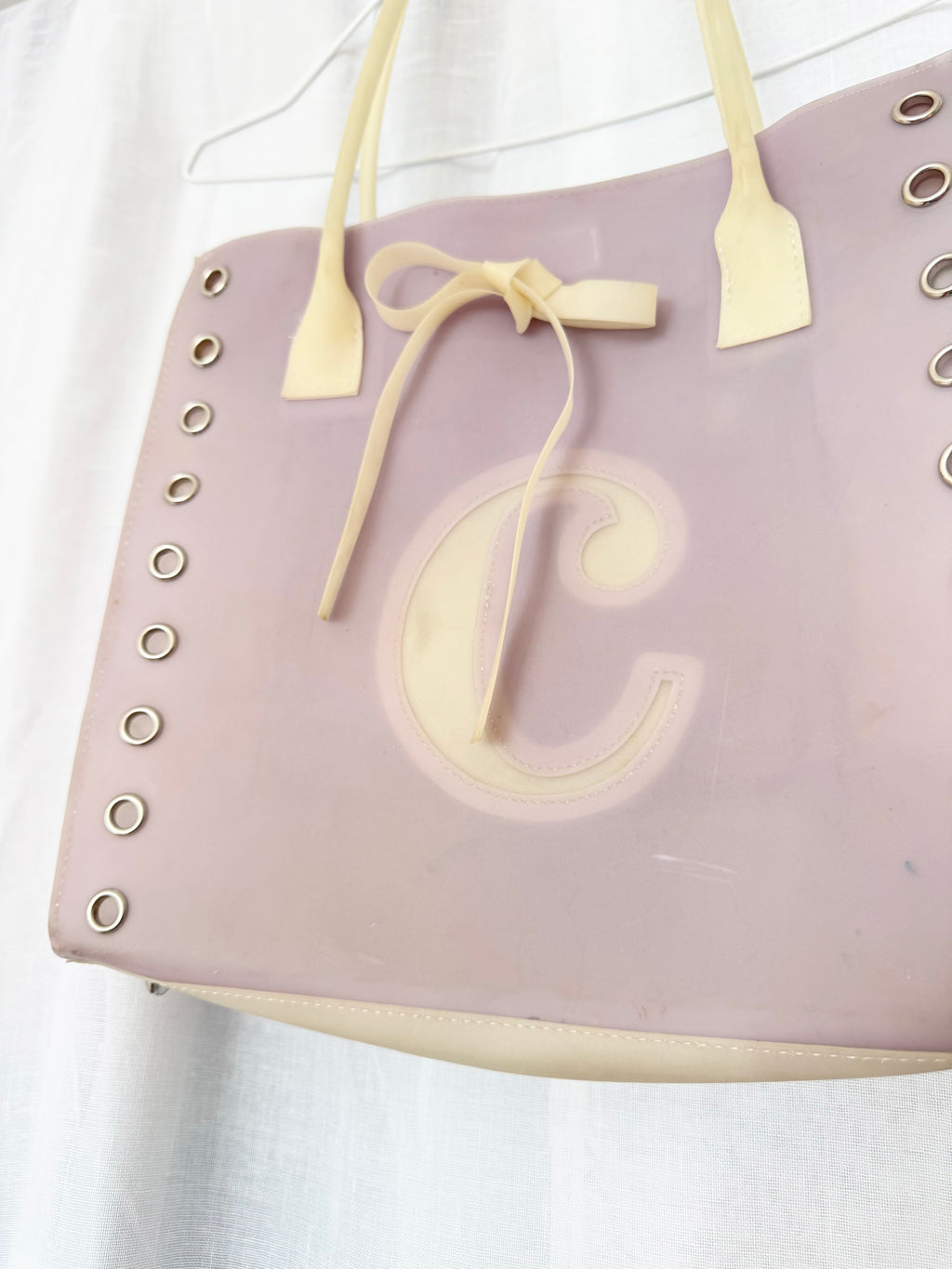 ✿ vintage lavender grommet jelly tote bag ✿