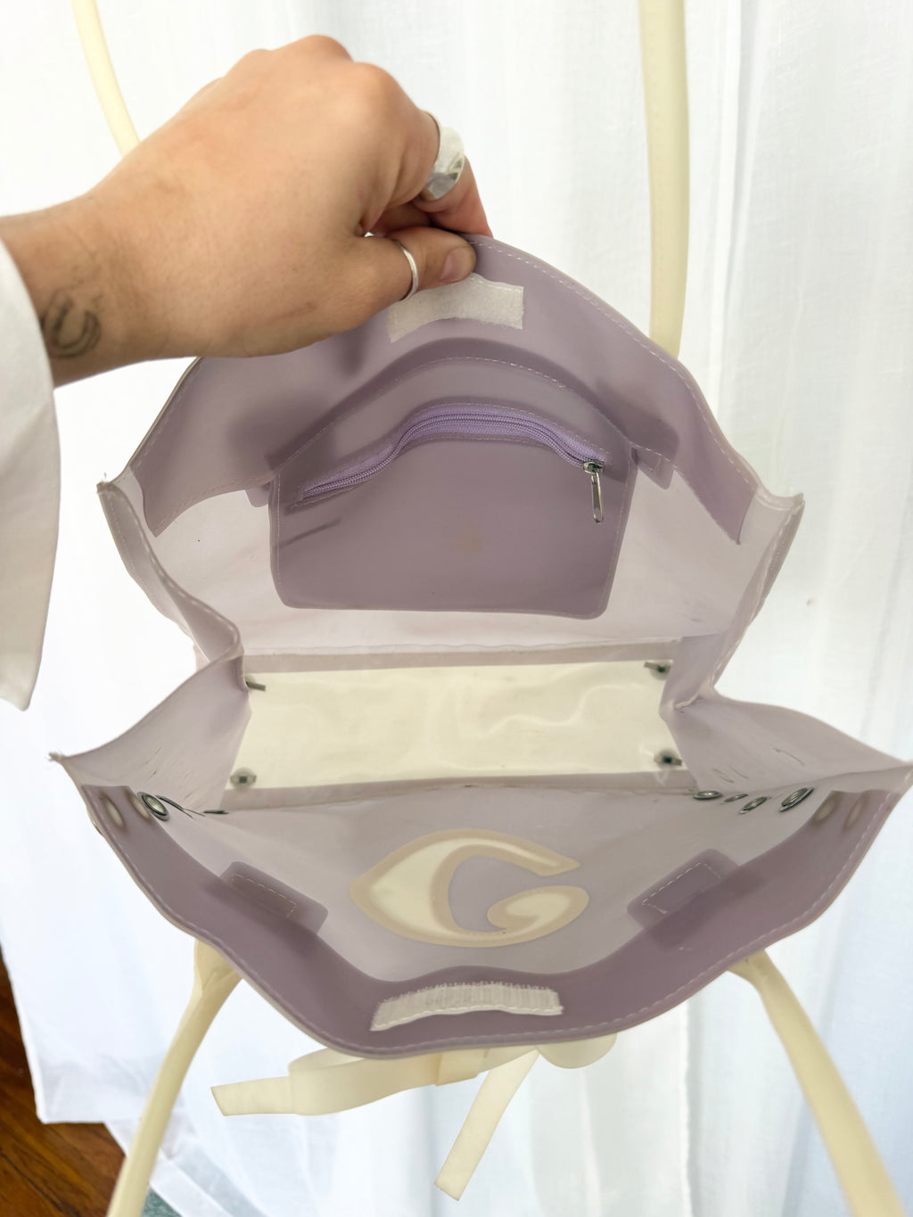✿ vintage lavender grommet jelly tote bag ✿
