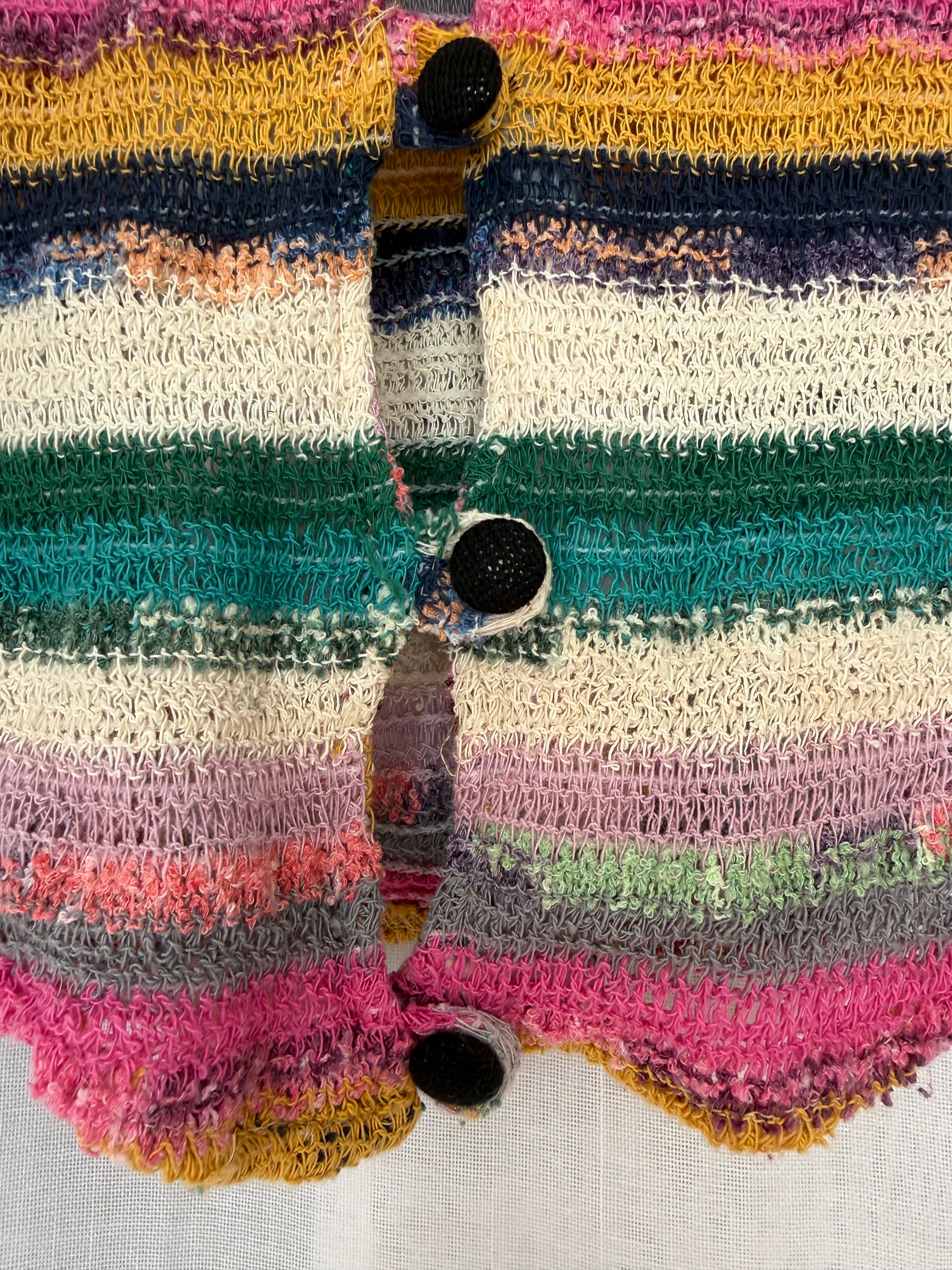 striped knit button-up crop top