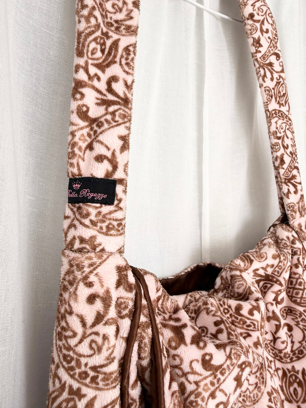 pink brown paisley velvet slouchy bag ✧