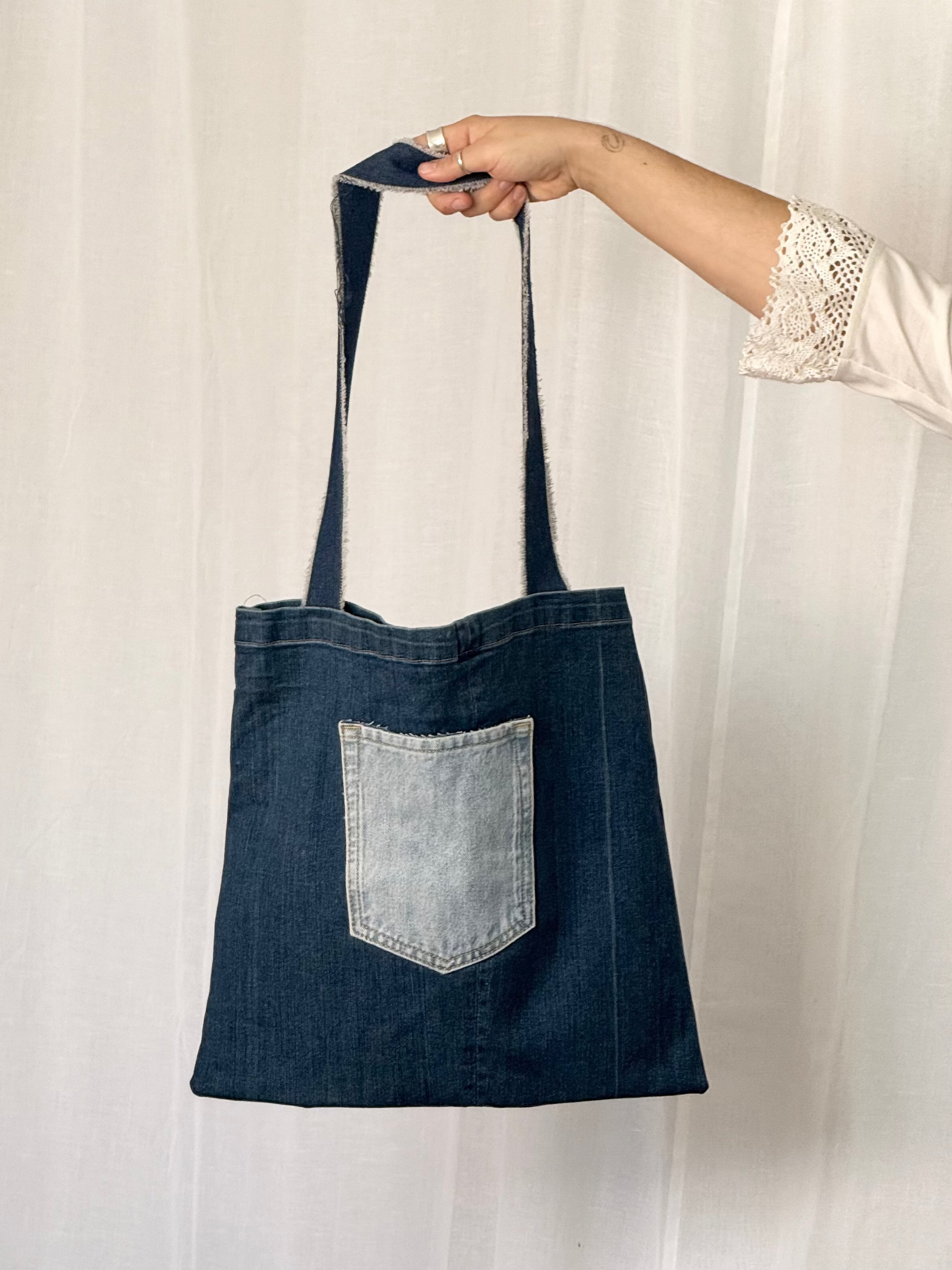 ✿ handmade patchwork denim tote bag ✿
