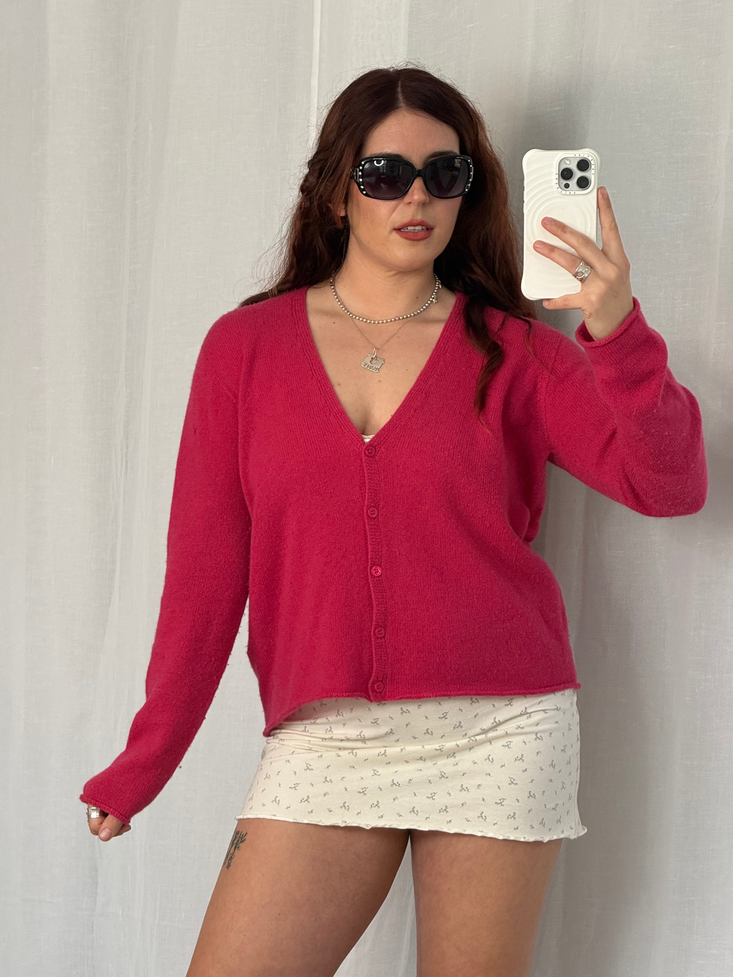 pink cashmere cardigan